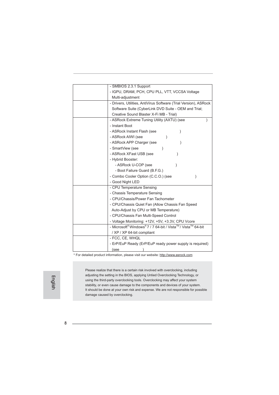 English | ASRock H67DE3 User Manual | Page 8 / 253