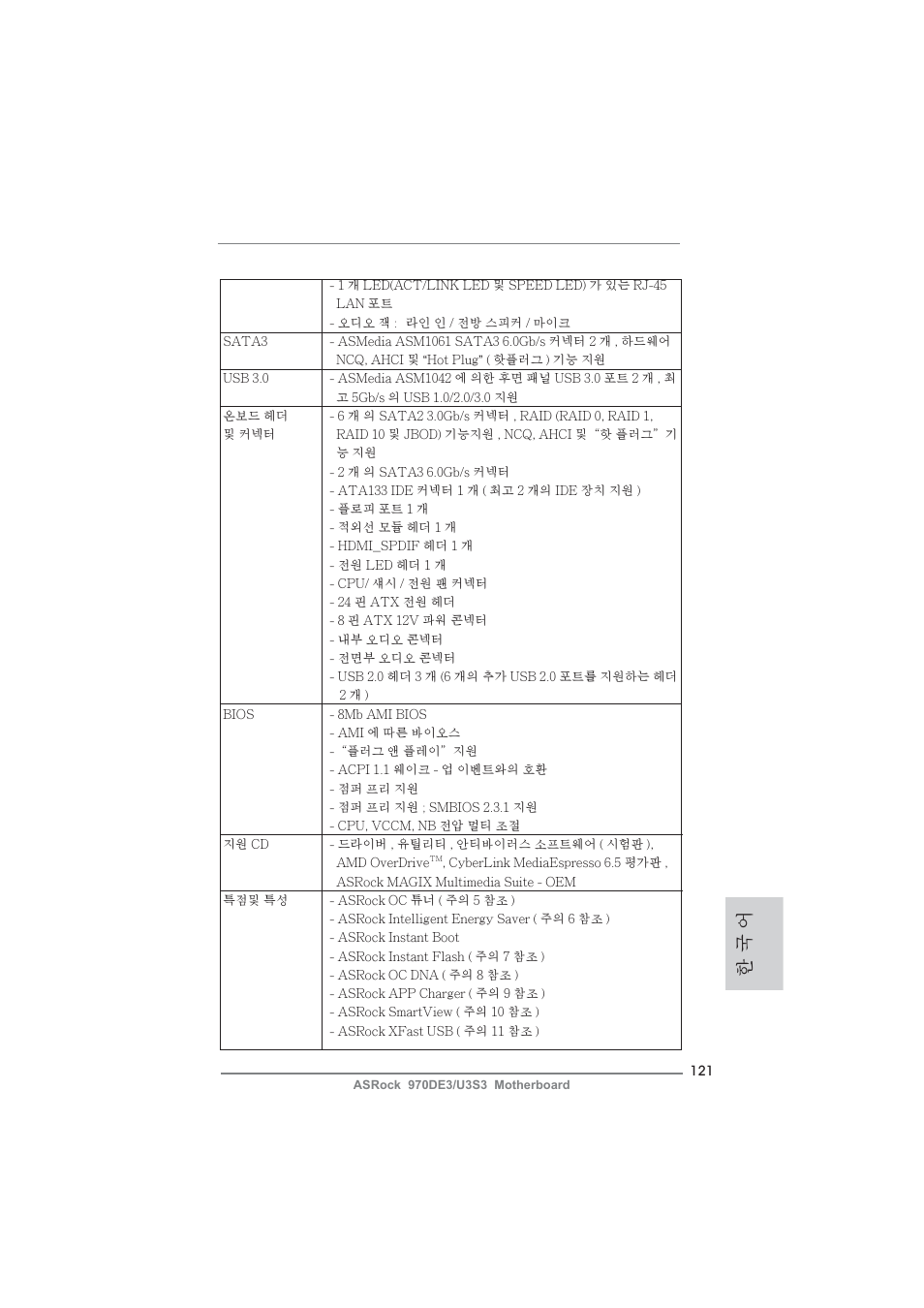 한 국 어 | ASRock 970DE3__U3S3 User Manual | Page 121 / 179