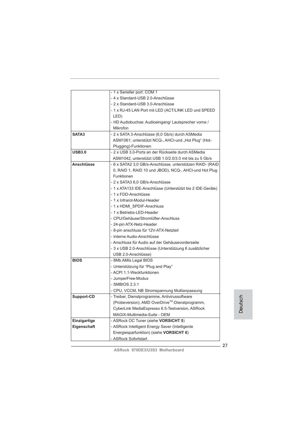 Deutsch | ASRock 970DE3__U3S3 User Manual | Page 27 / 179