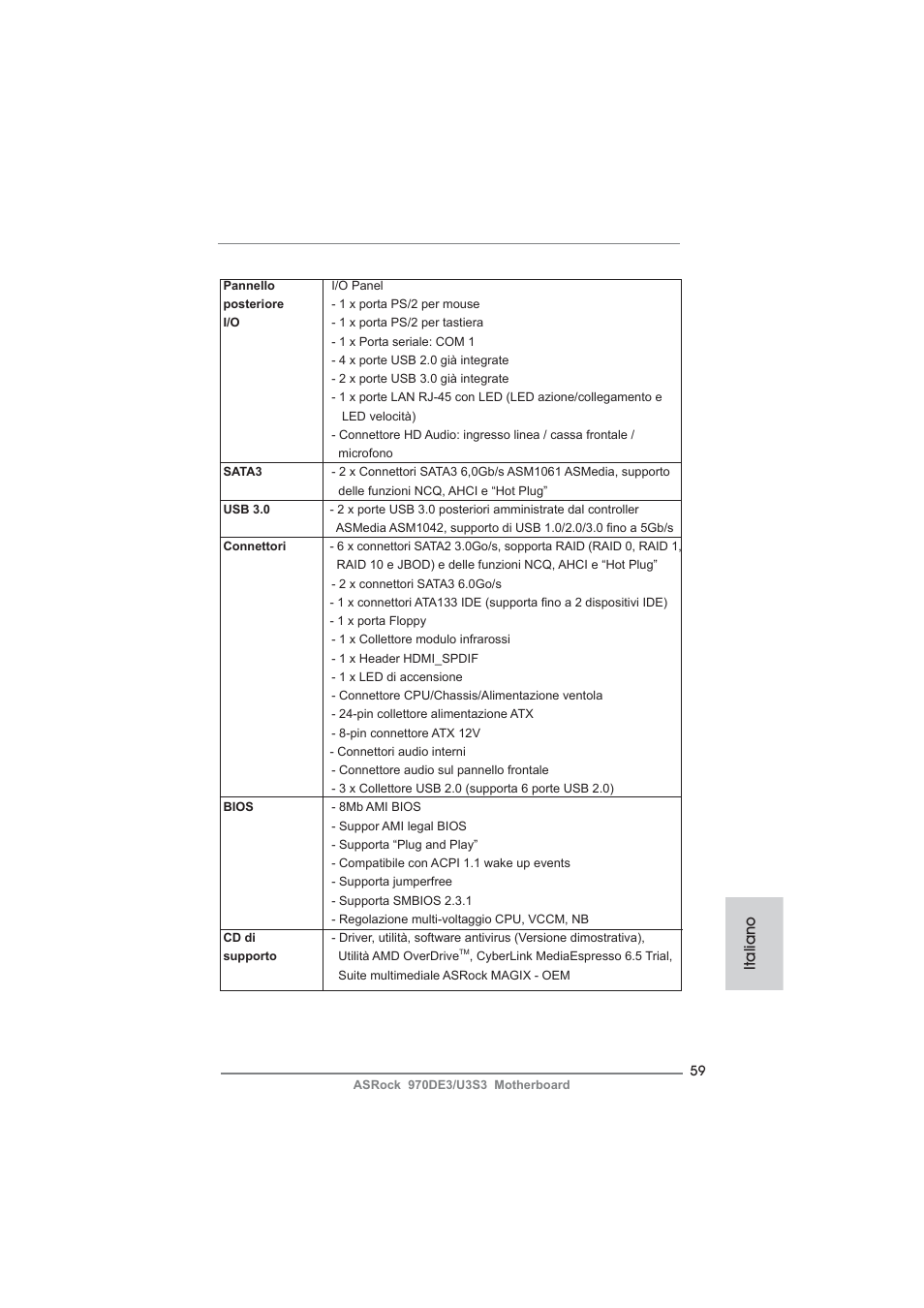 Italiano | ASRock 970DE3__U3S3 User Manual | Page 59 / 179