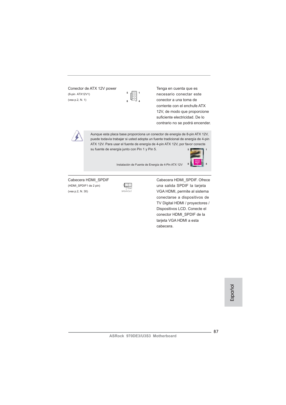 Español | ASRock 970DE3__U3S3 User Manual | Page 87 / 179