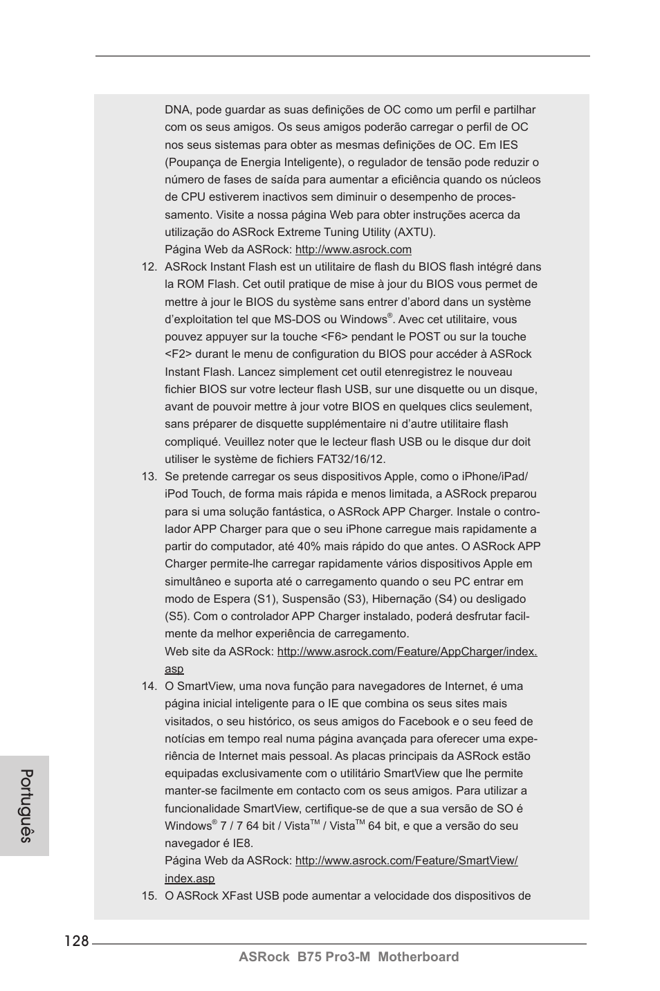 Por tuguês | ASRock B75 Pro3-M User Manual | Page 128 / 221