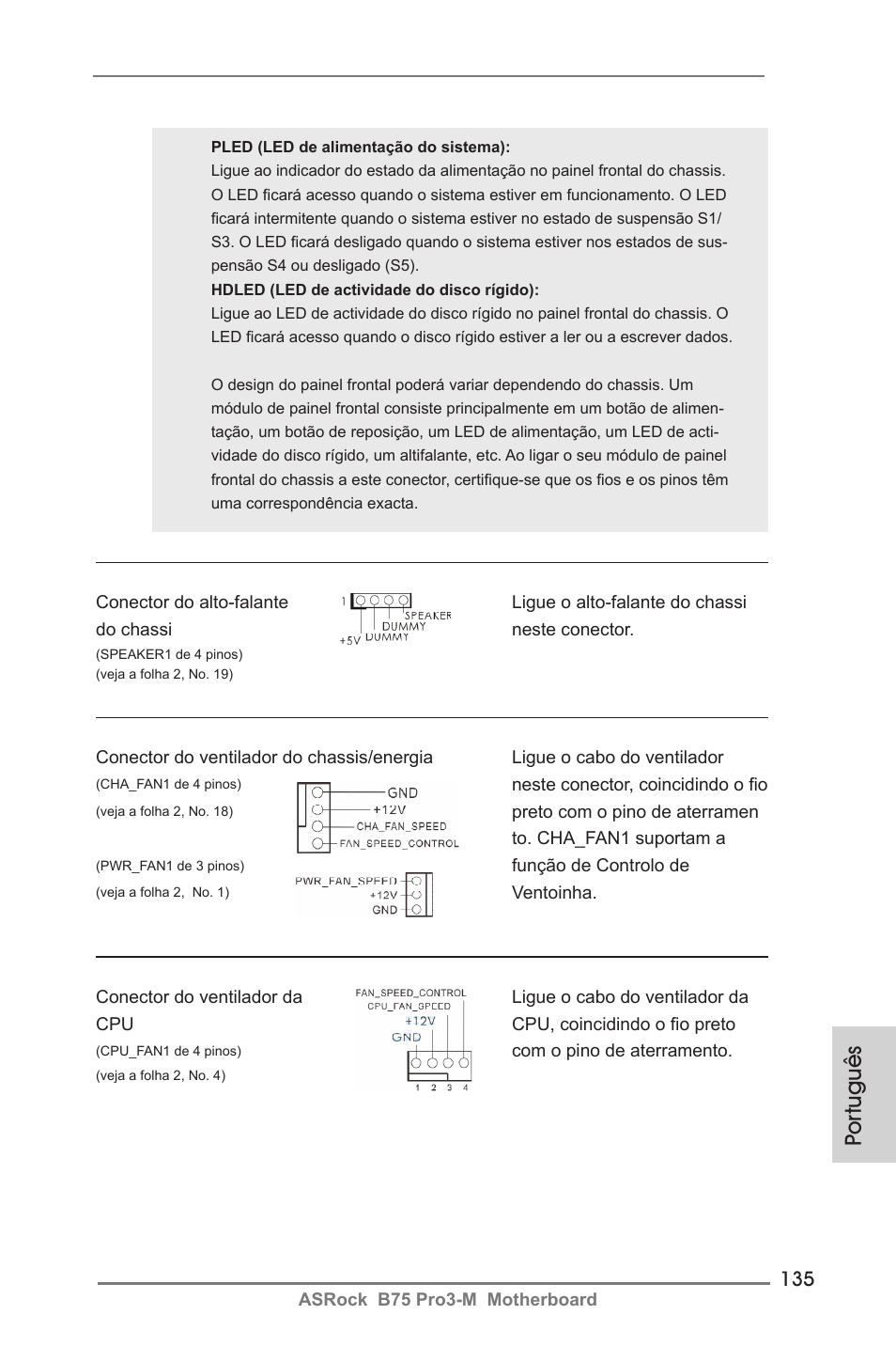 Por tuguês | ASRock B75 Pro3-M User Manual | Page 135 / 221