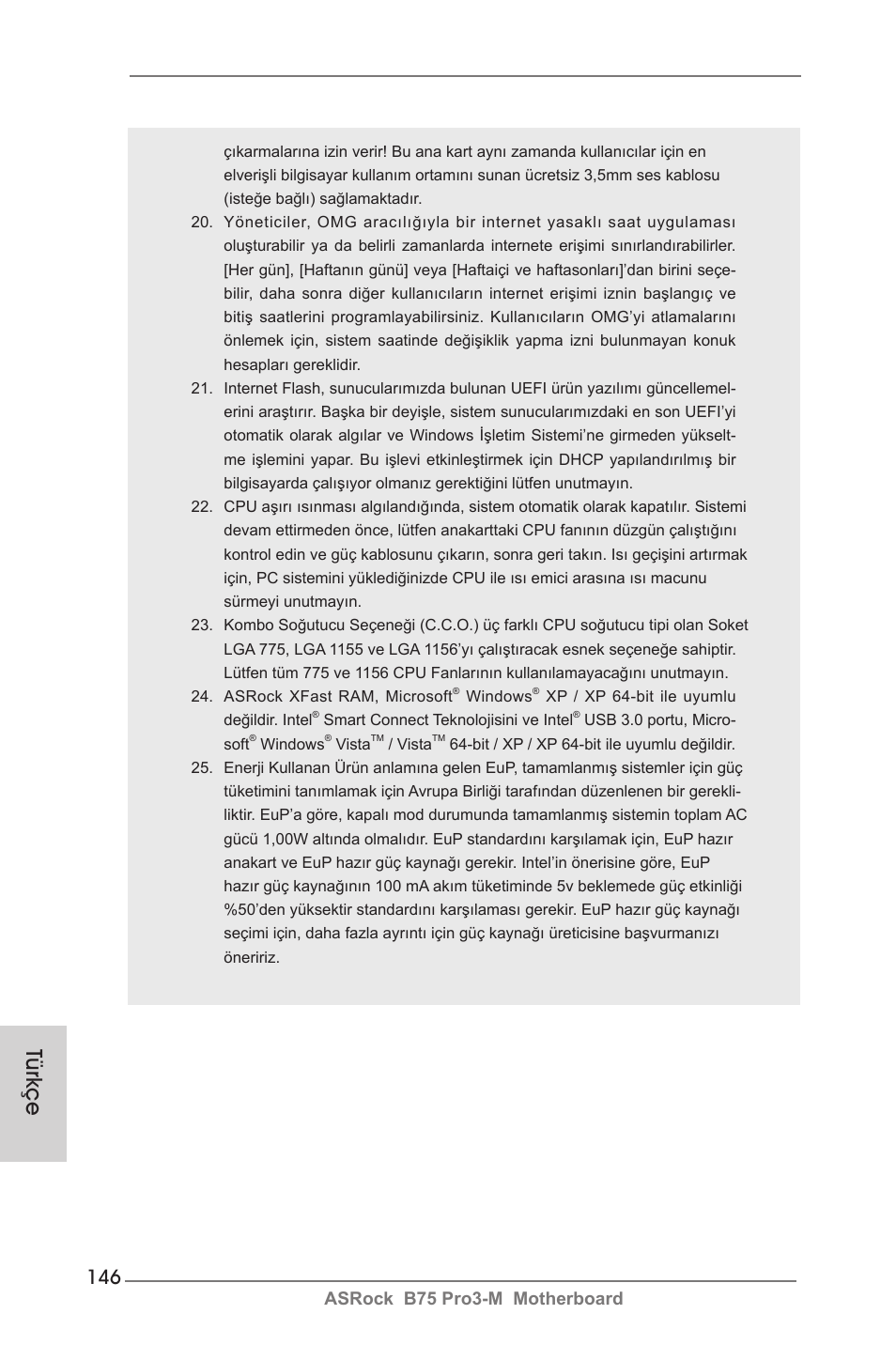 Türkçe, Asrock b75 pro3-m motherboard | ASRock B75 Pro3-M User Manual | Page 146 / 221