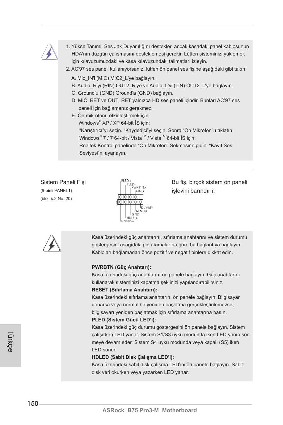 Türkçe | ASRock B75 Pro3-M User Manual | Page 150 / 221