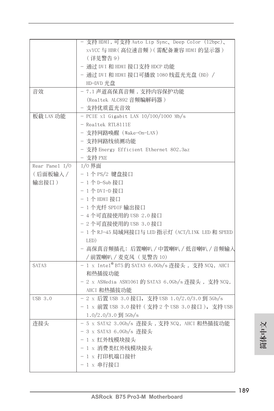 簡體中文 | ASRock B75 Pro3-M User Manual | Page 189 / 221