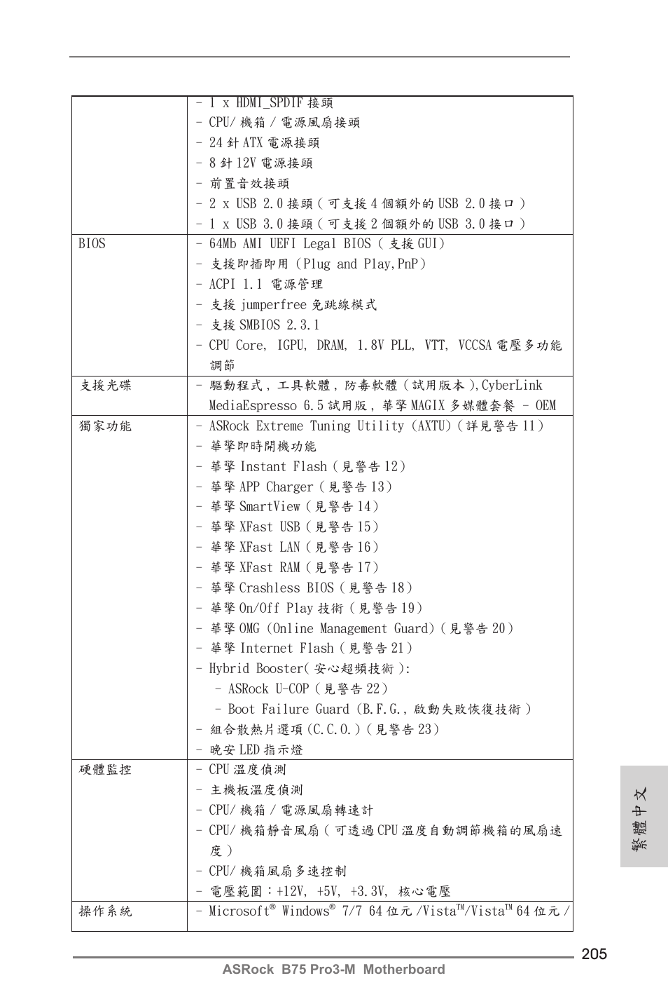 繁體中文 | ASRock B75 Pro3-M User Manual | Page 205 / 221