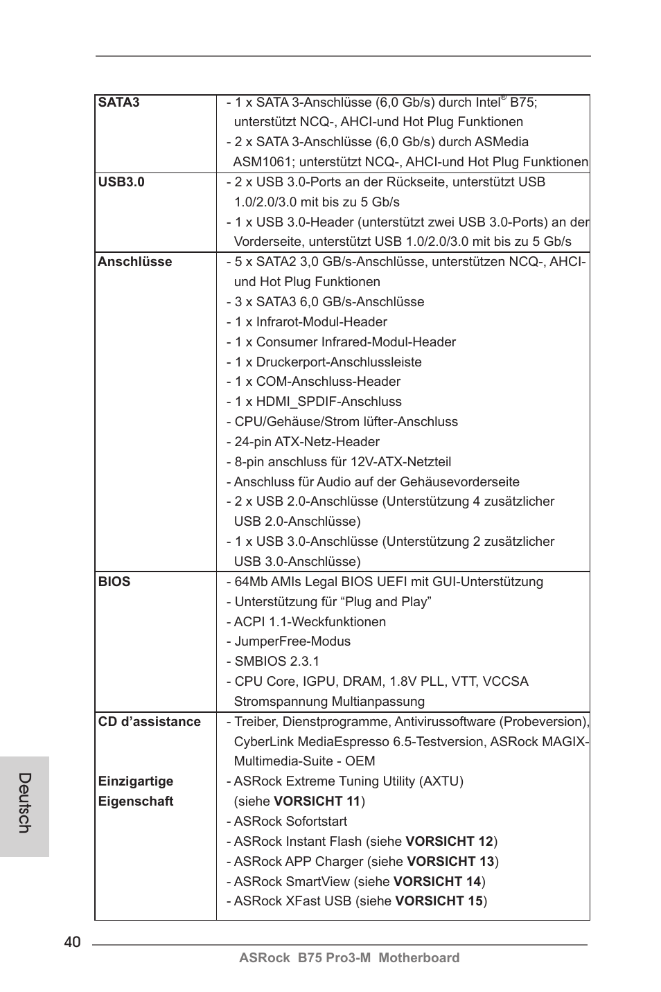 Deutsch | ASRock B75 Pro3-M User Manual | Page 40 / 221