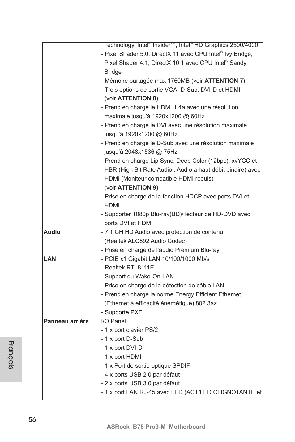 Français | ASRock B75 Pro3-M User Manual | Page 56 / 221