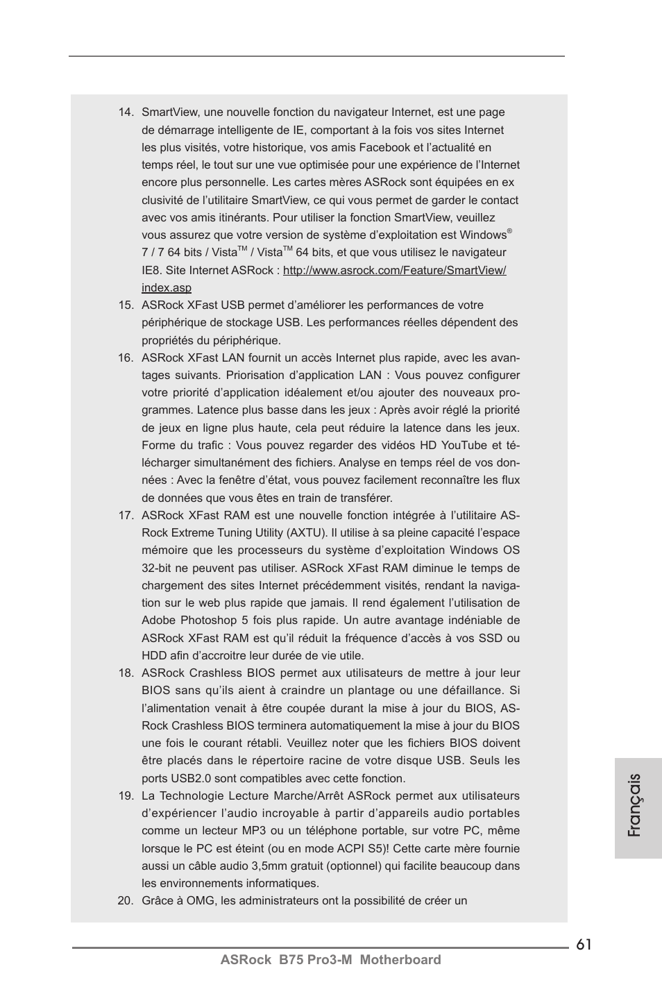 Français | ASRock B75 Pro3-M User Manual | Page 61 / 221
