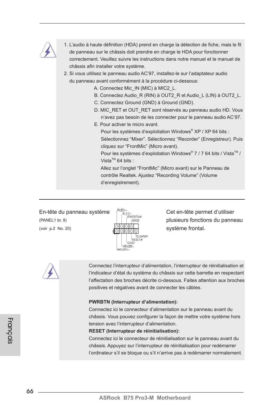 Français | ASRock B75 Pro3-M User Manual | Page 66 / 221