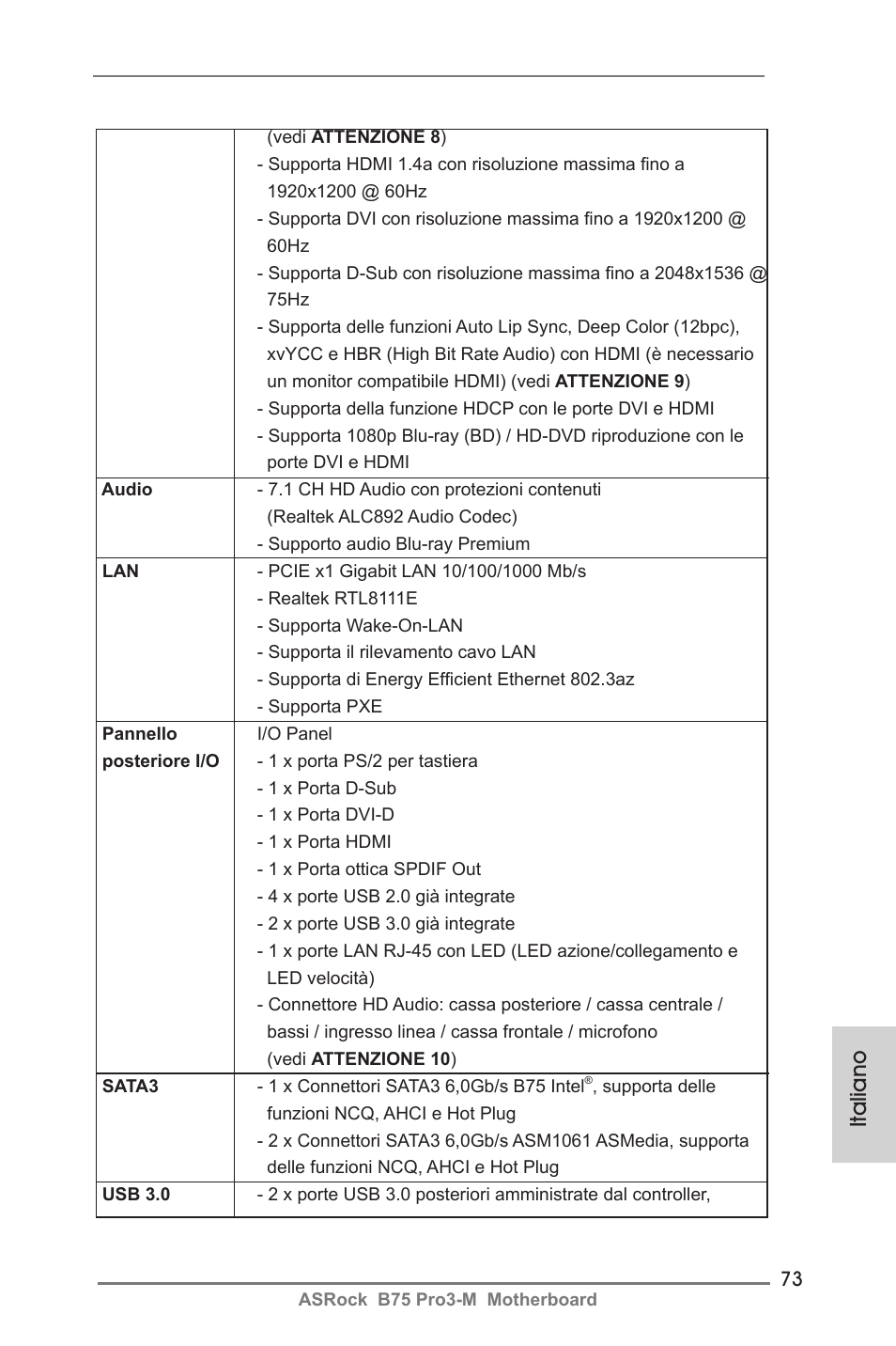 Italiano | ASRock B75 Pro3-M User Manual | Page 73 / 221