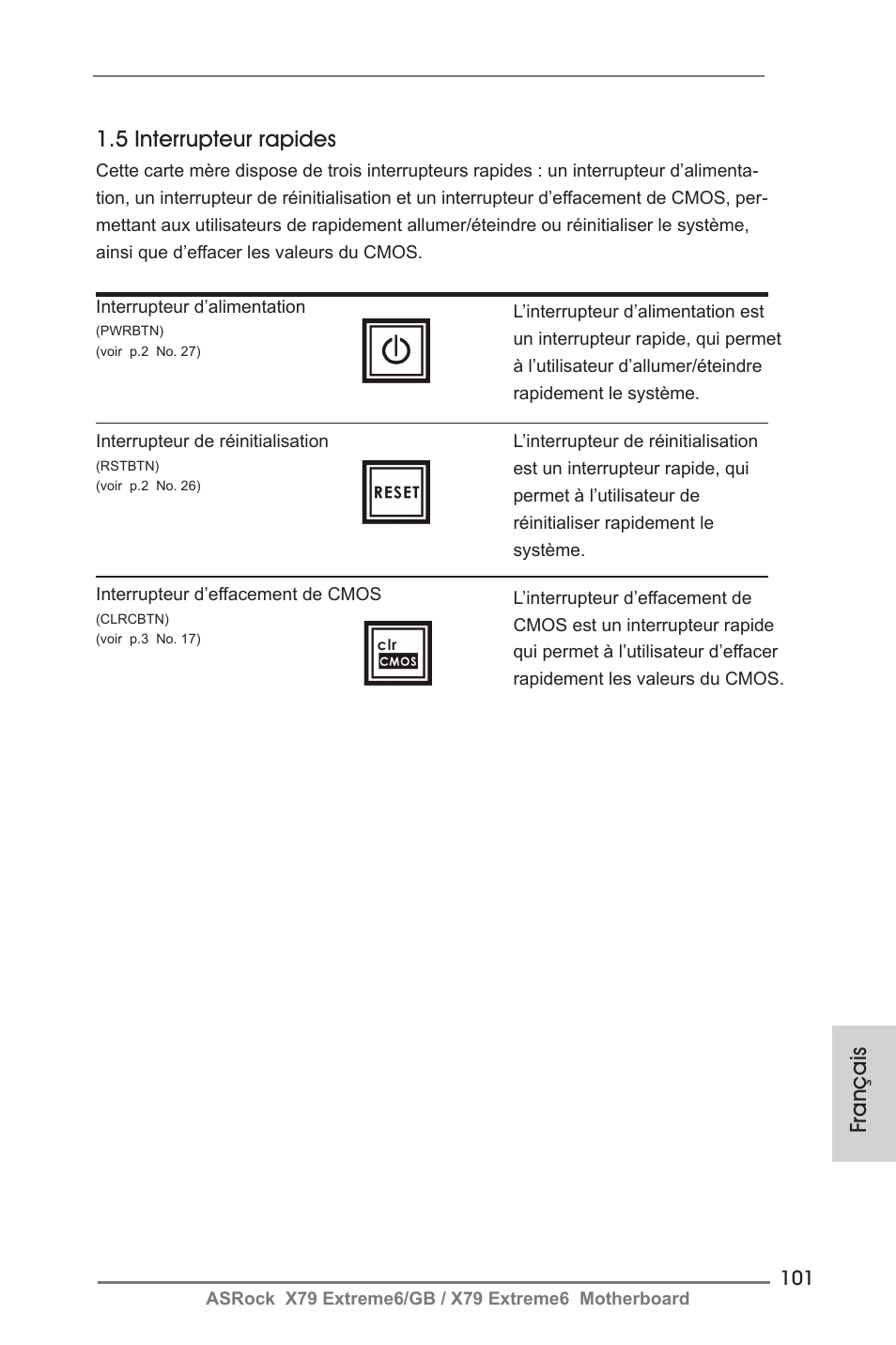 Français, 5 interrupteur rapides | ASRock X79 Extreme6__GB User Manual | Page 101 / 249