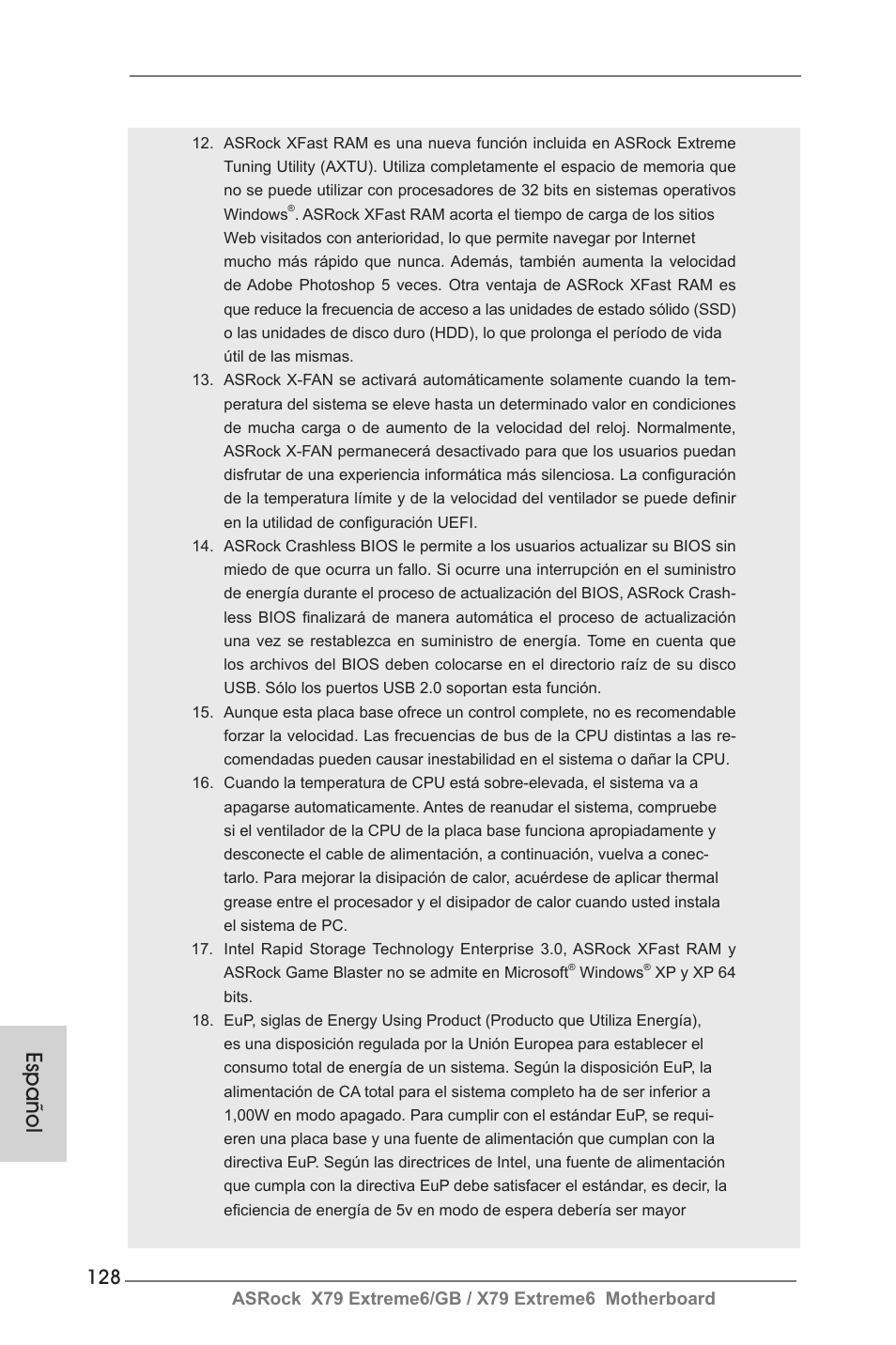 Español | ASRock X79 Extreme6__GB User Manual | Page 128 / 249