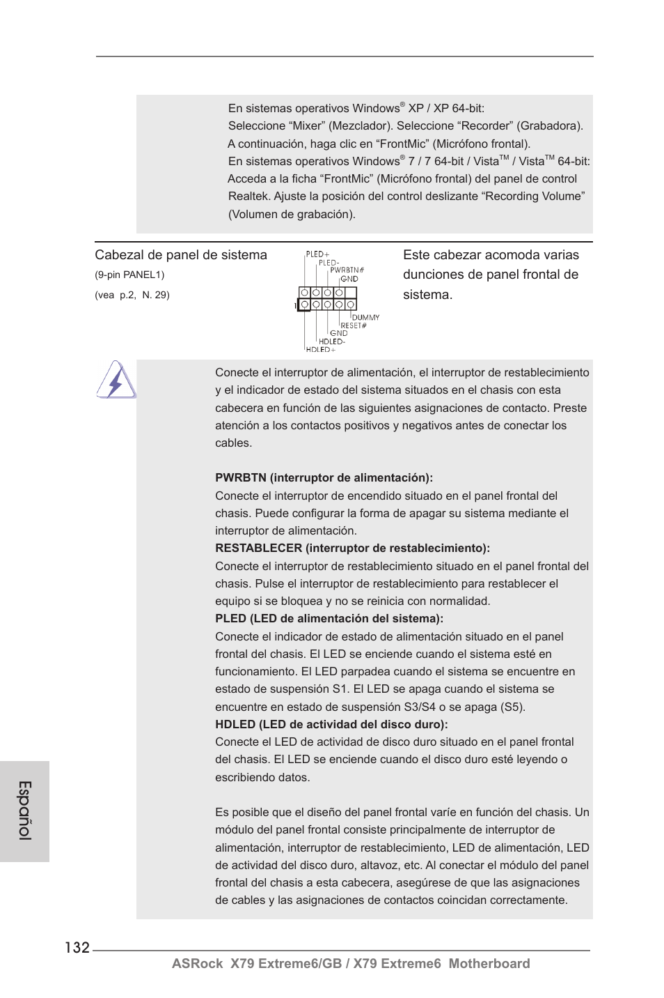 Español | ASRock X79 Extreme6__GB User Manual | Page 132 / 249