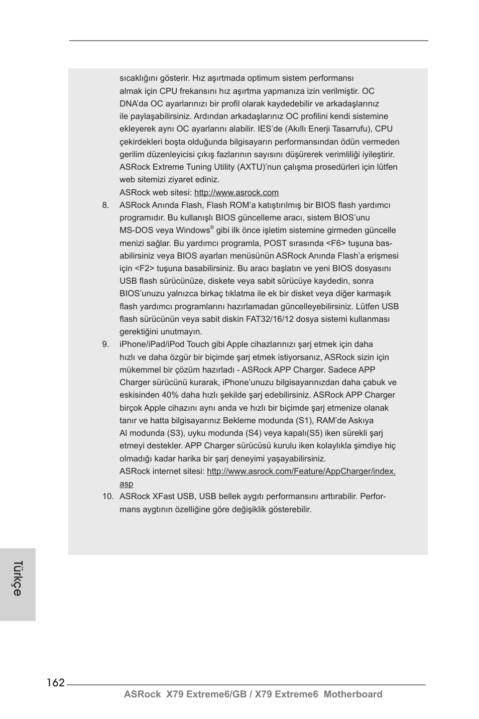 Türkçe | ASRock X79 Extreme6__GB User Manual | Page 162 / 249