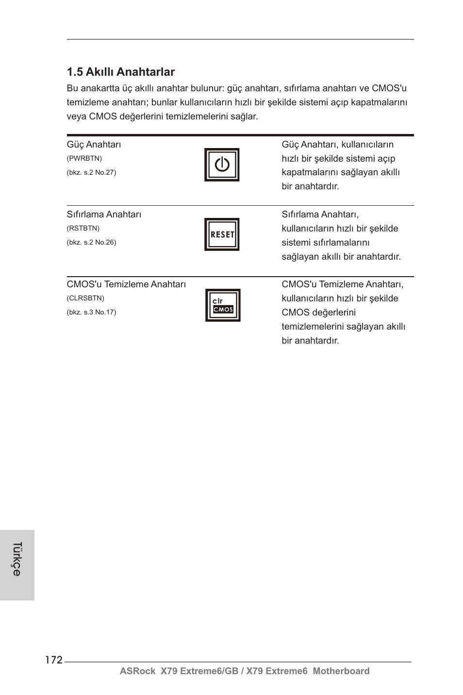 Türkçe 1.5 akıllı anahtarlar | ASRock X79 Extreme6__GB User Manual | Page 172 / 249