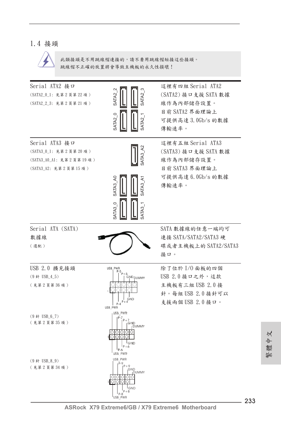 繁體中文, 4 接頭 | ASRock X79 Extreme6__GB User Manual | Page 233 / 249