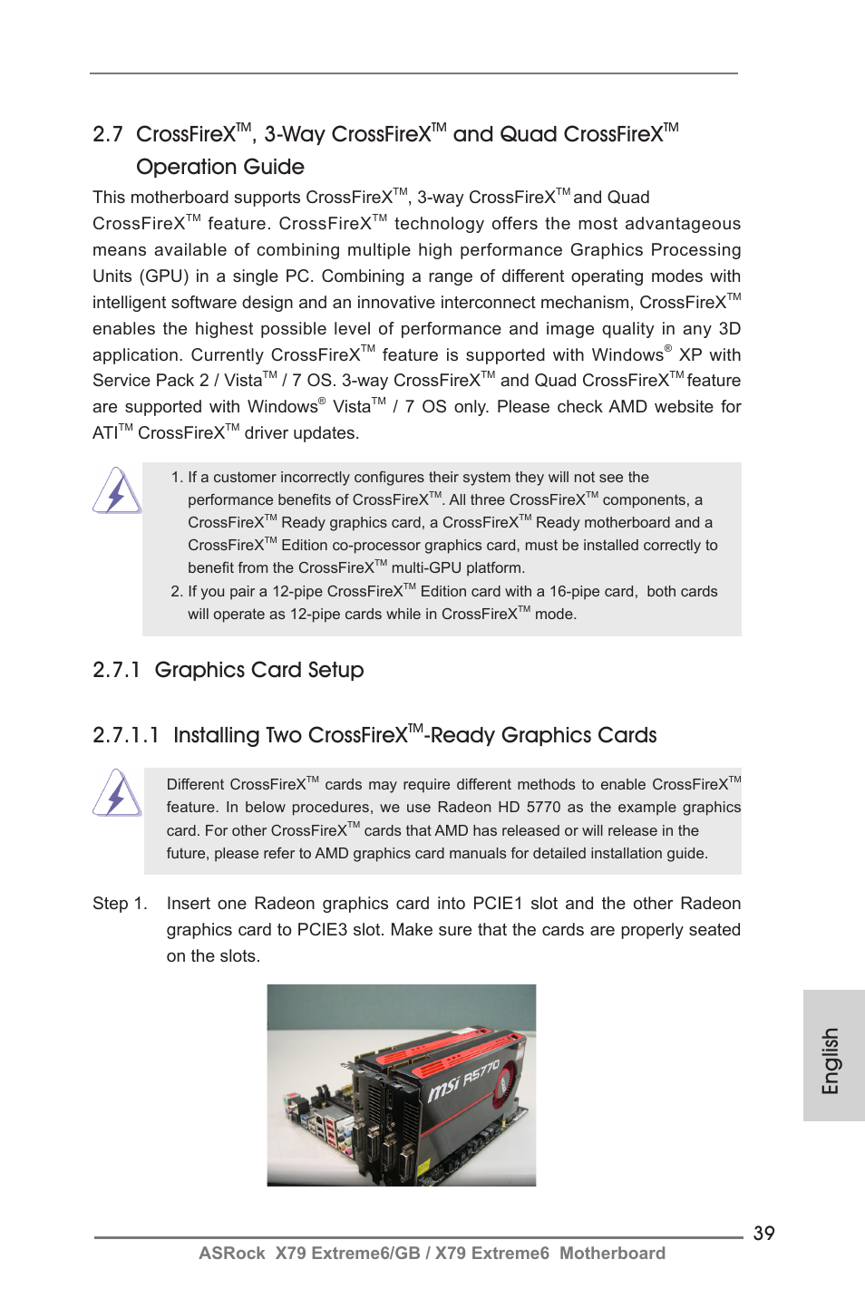 English, 7 crossfirex, Way crossfirex | And quad crossfirex, Operation guide, Ready graphics cards | ASRock X79 Extreme6__GB User Manual | Page 39 / 249