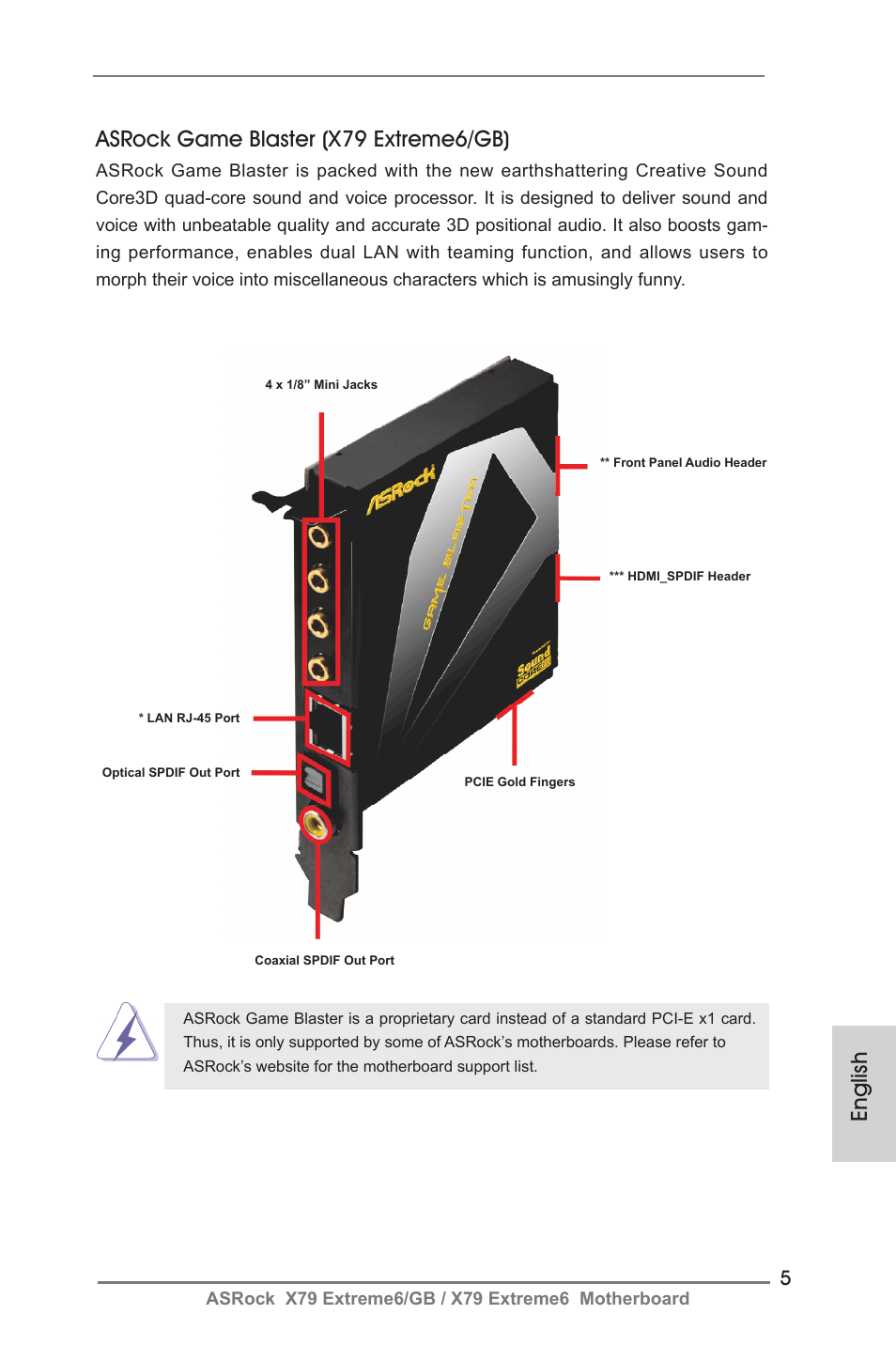 English asrock game blaster (x79 extreme6/gb) | ASRock X79 Extreme6__GB User Manual | Page 5 / 249