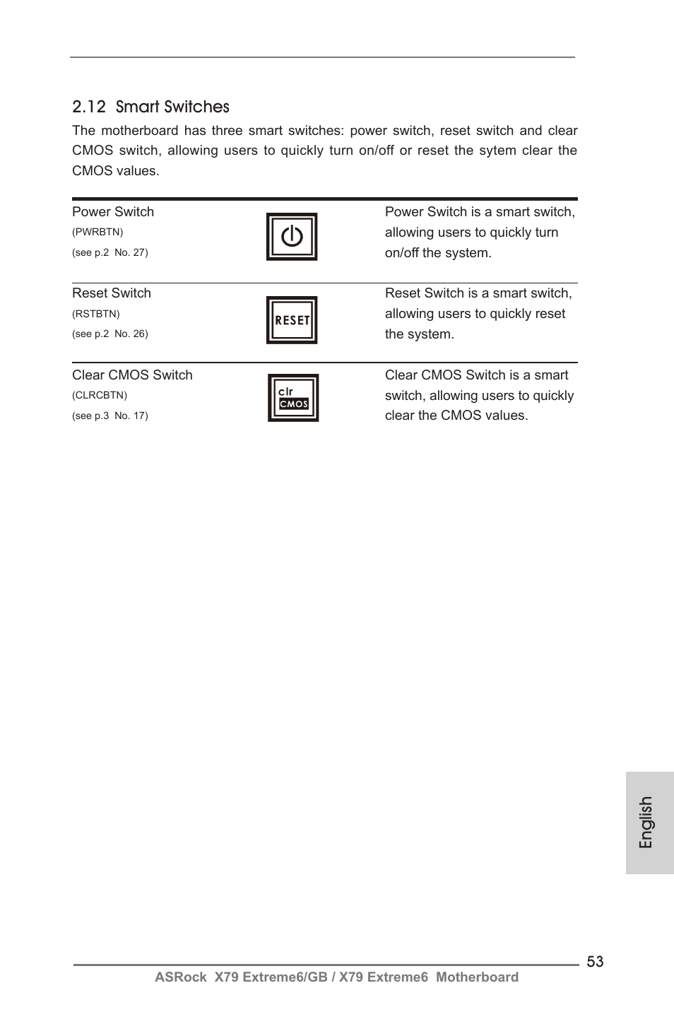 English 2.12 smart switches | ASRock X79 Extreme6__GB User Manual | Page 53 / 249