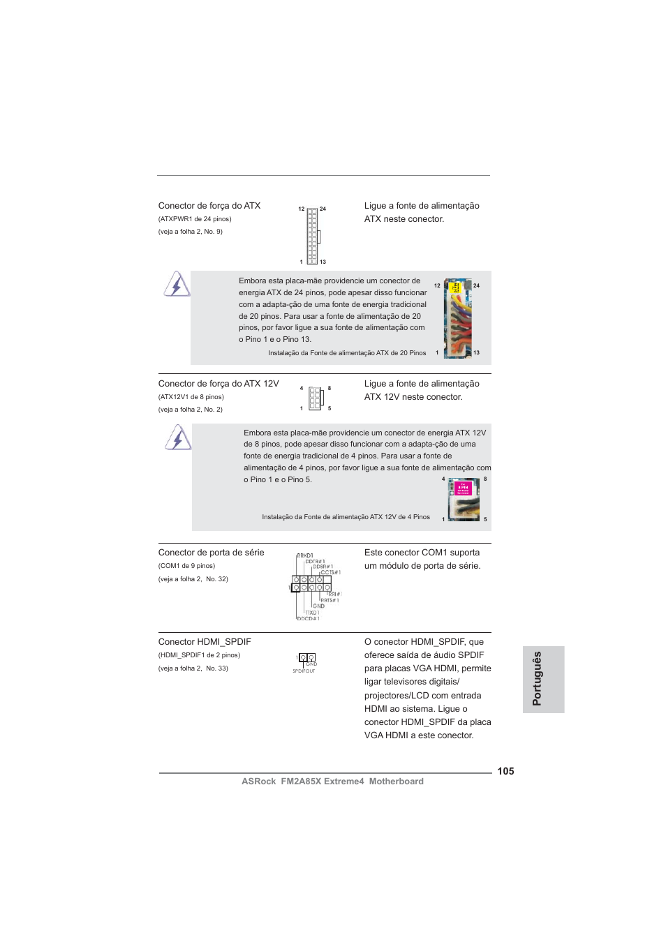 Português | ASRock FM2A85X Extreme4 User Manual | Page 105 / 179