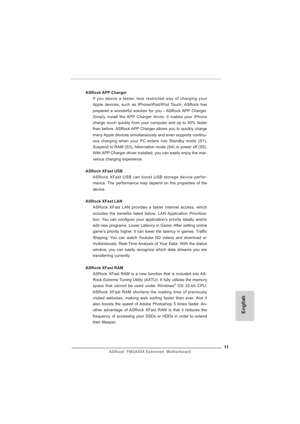 English | ASRock FM2A85X Extreme4 User Manual | Page 11 / 179