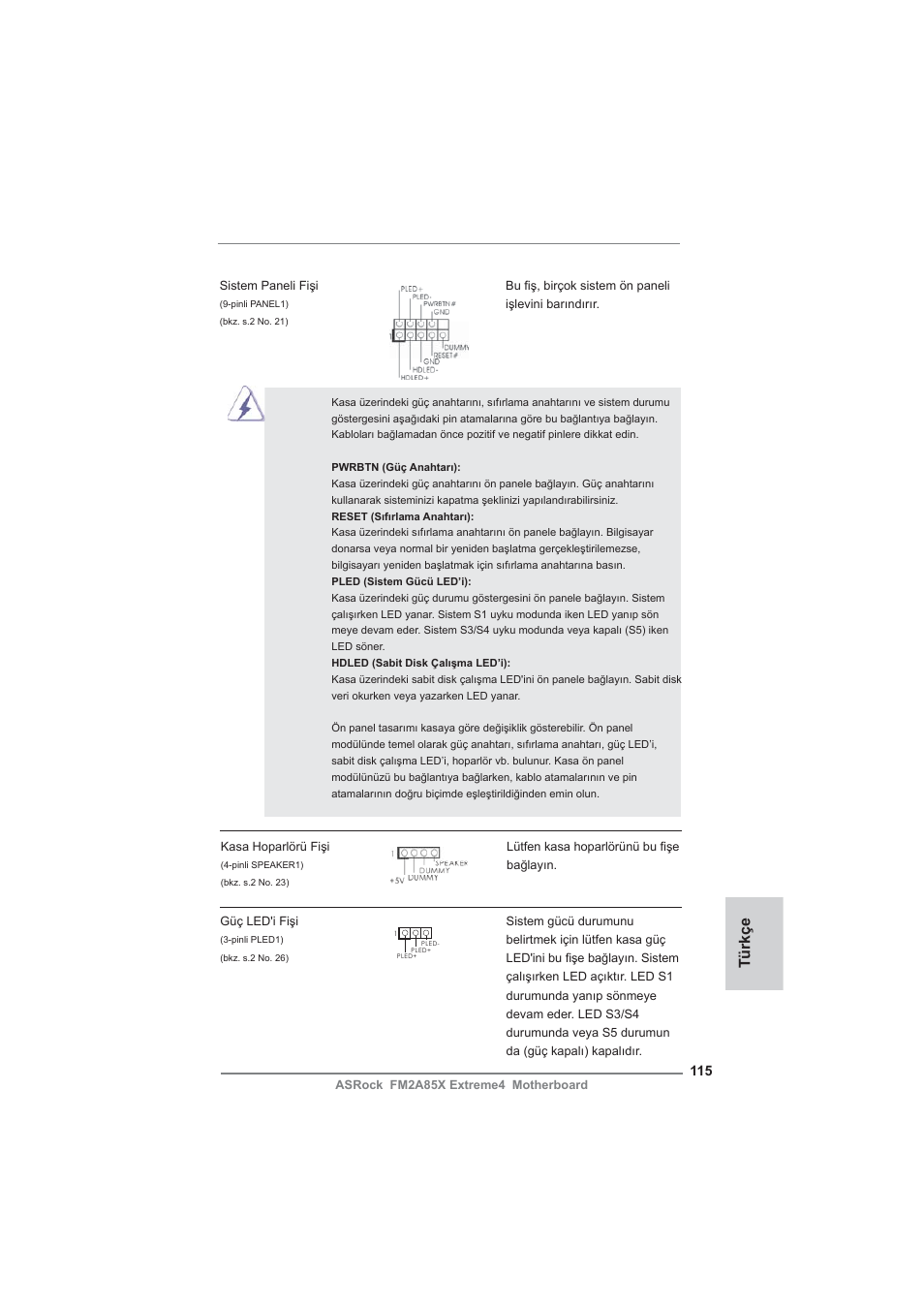 Türkçe | ASRock FM2A85X Extreme4 User Manual | Page 115 / 179