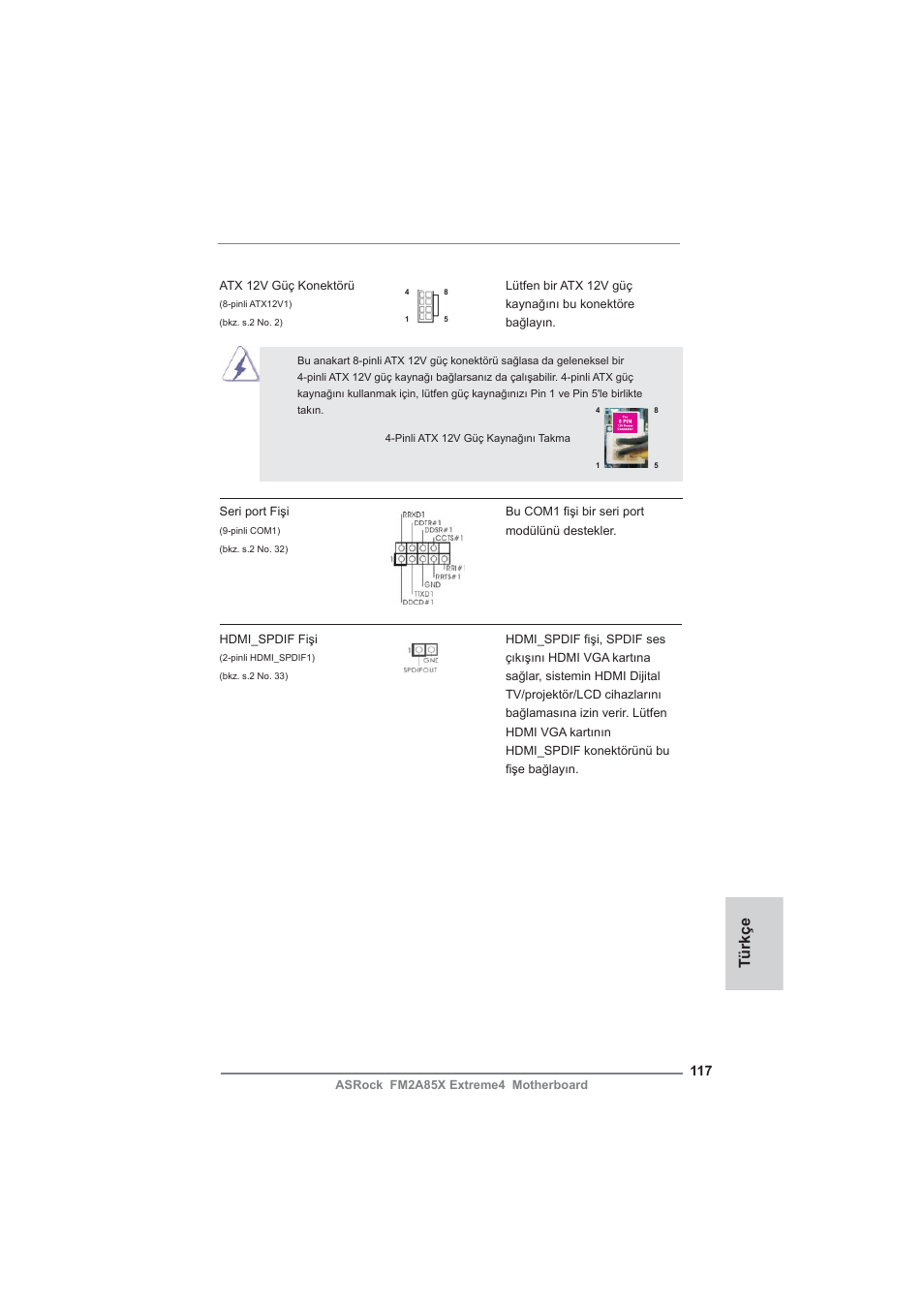 Türkçe | ASRock FM2A85X Extreme4 User Manual | Page 117 / 179