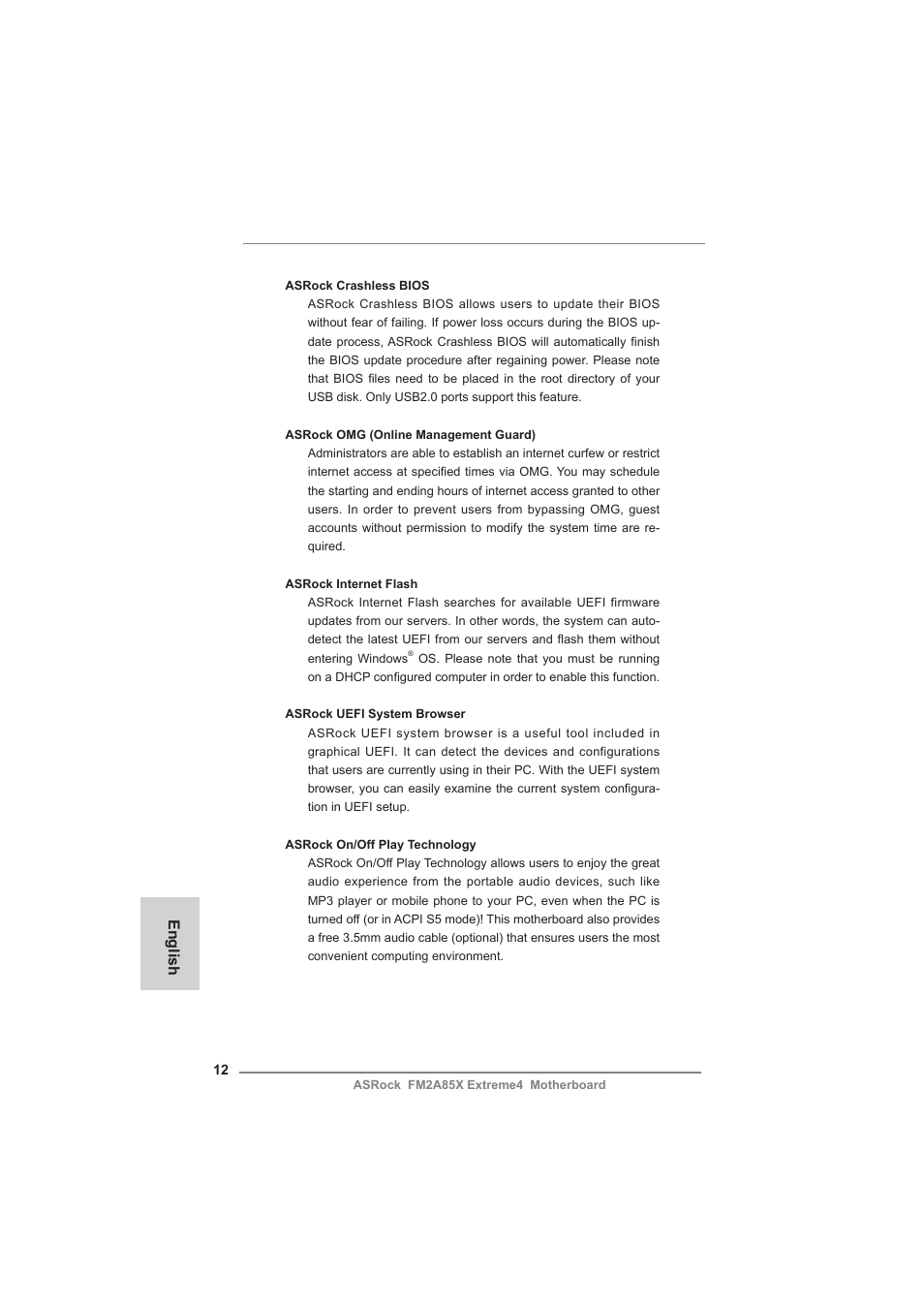 English | ASRock FM2A85X Extreme4 User Manual | Page 12 / 179