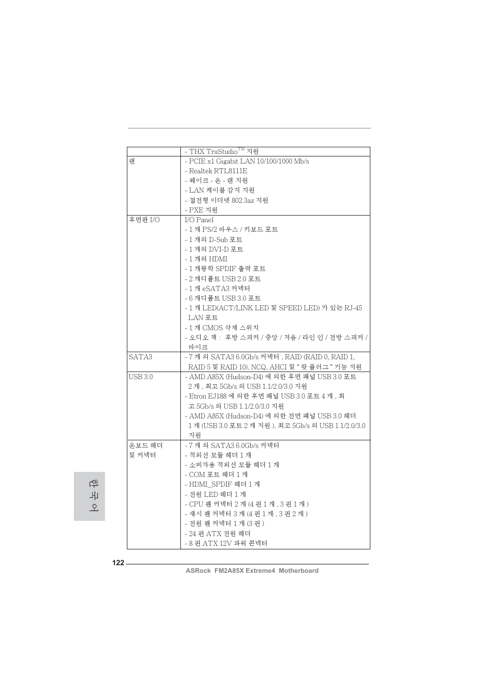 한 국 어 | ASRock FM2A85X Extreme4 User Manual | Page 122 / 179