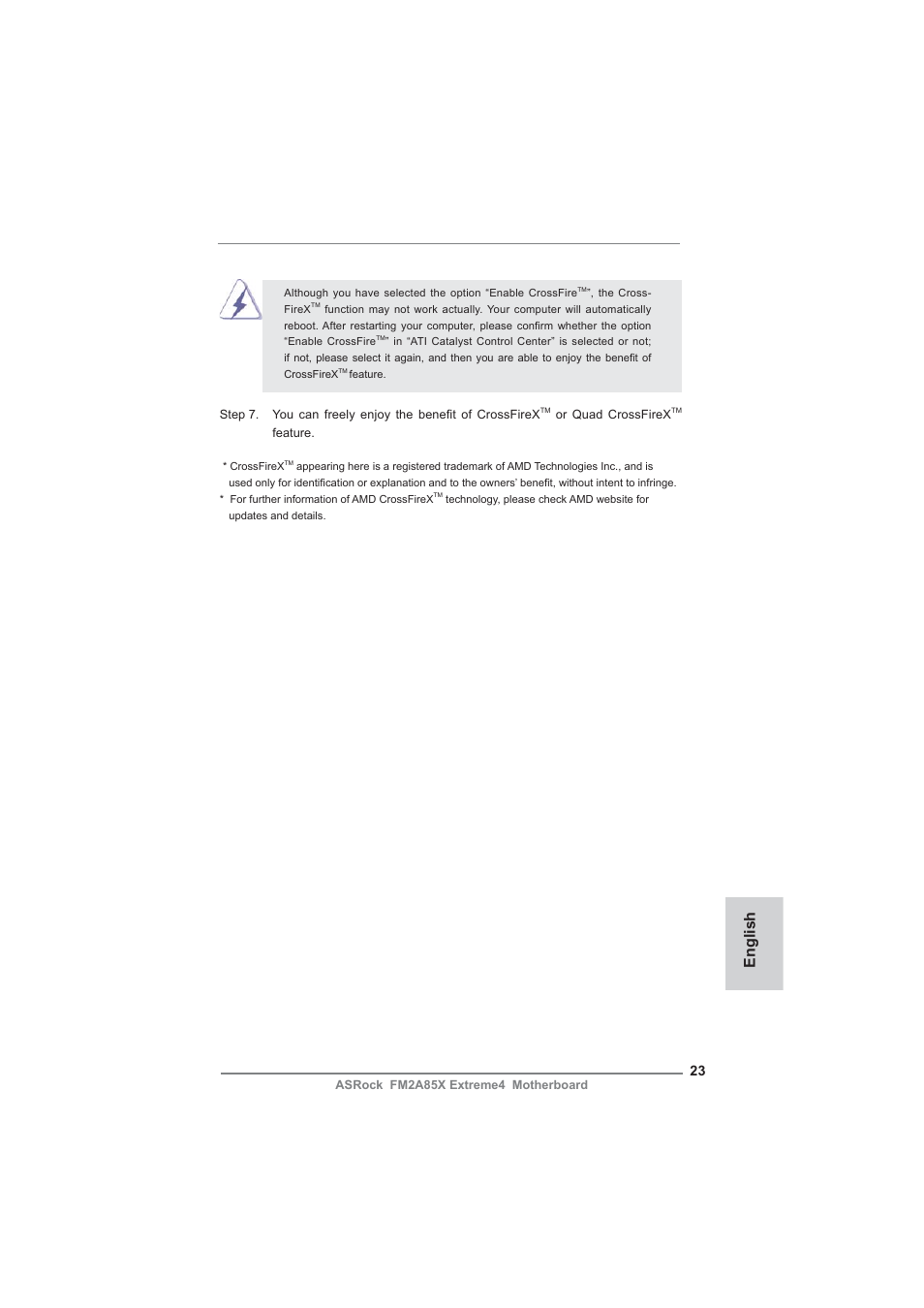 English | ASRock FM2A85X Extreme4 User Manual | Page 23 / 179