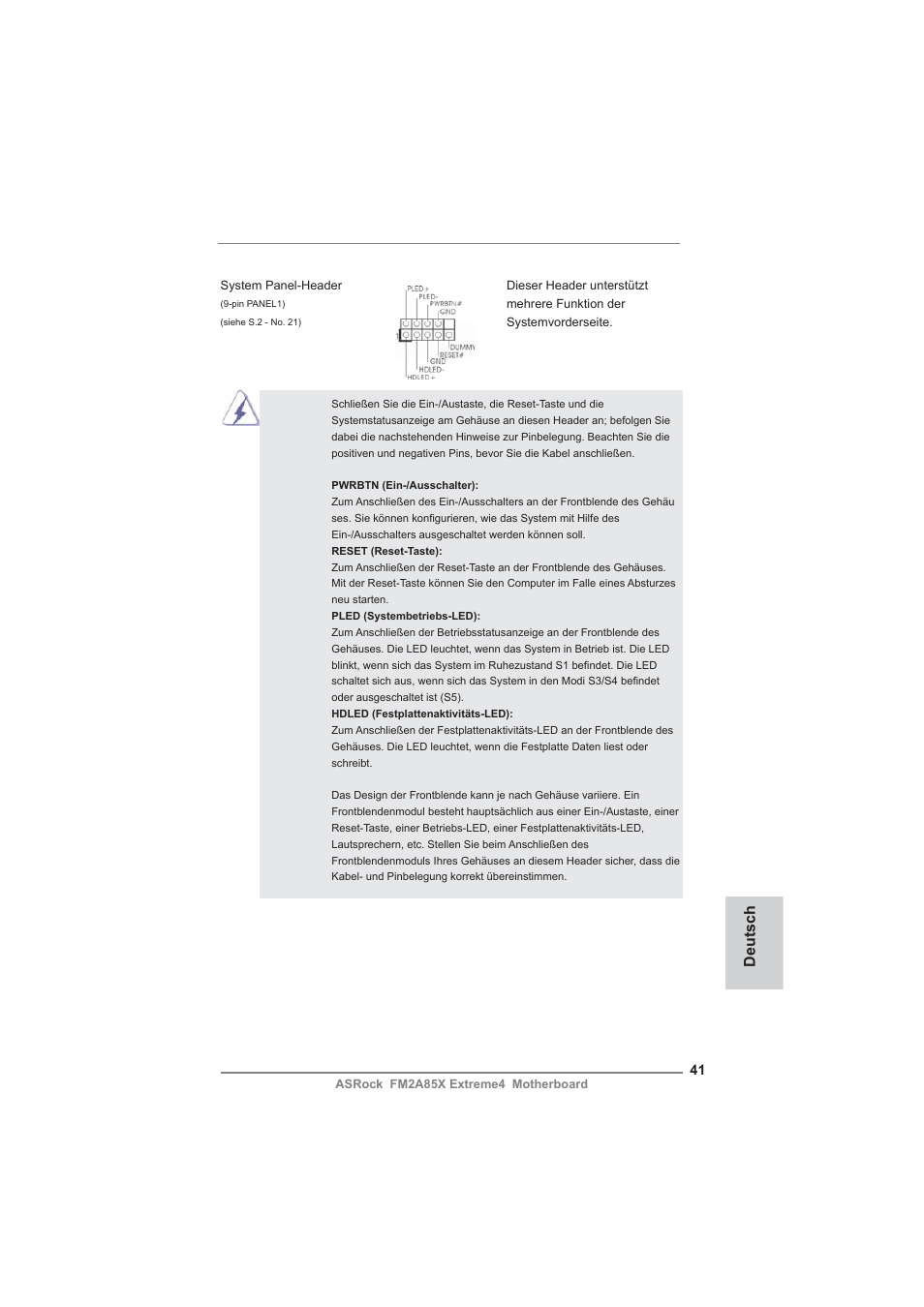 Deutsch | ASRock FM2A85X Extreme4 User Manual | Page 41 / 179