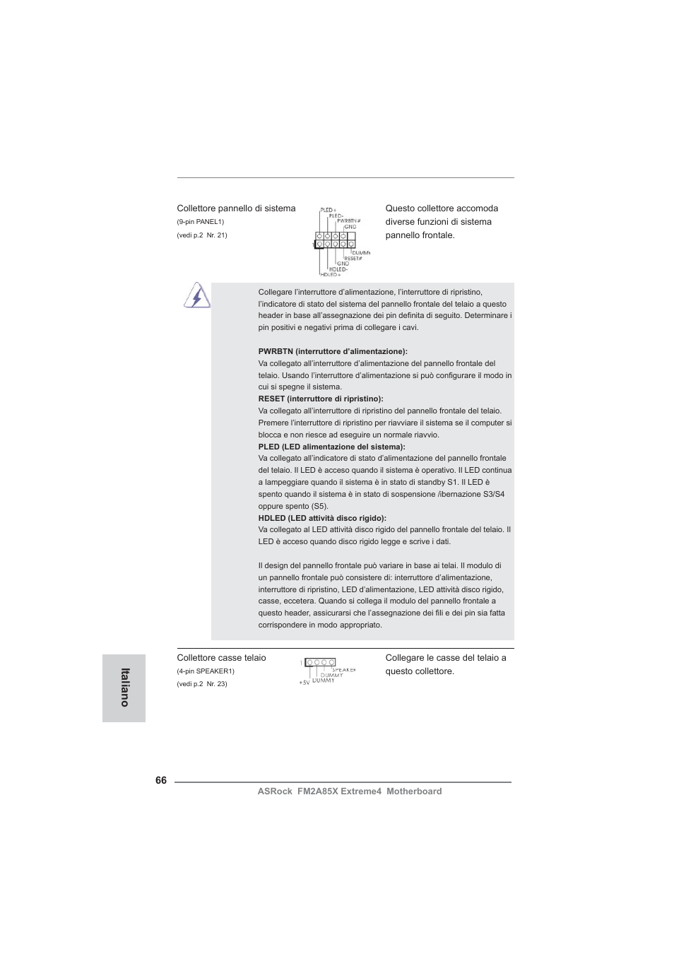 Italiano | ASRock FM2A85X Extreme4 User Manual | Page 66 / 179