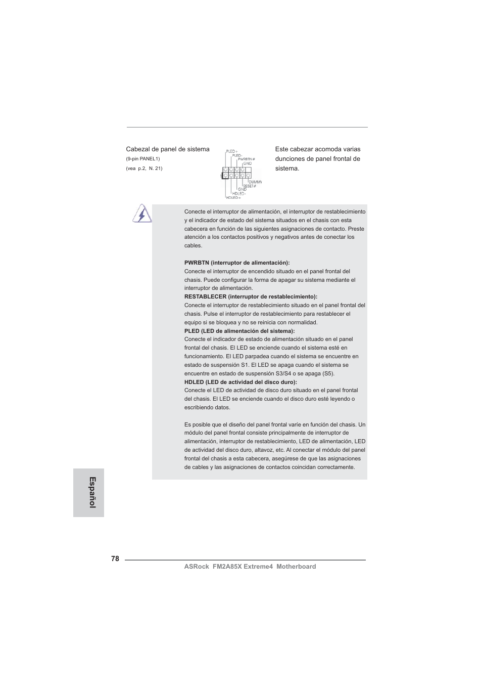 Español | ASRock FM2A85X Extreme4 User Manual | Page 78 / 179