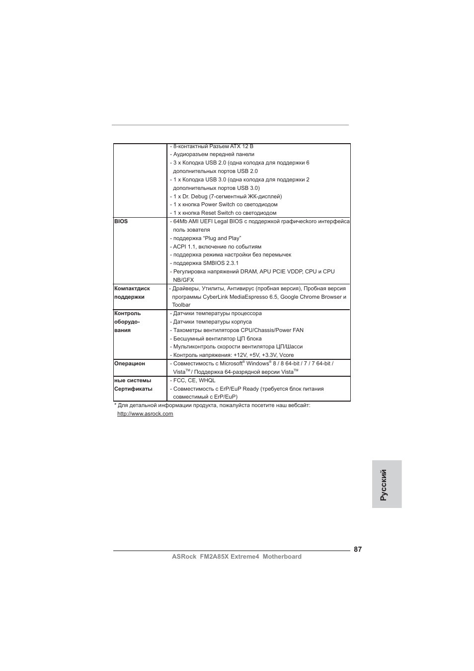 Ру сский | ASRock FM2A85X Extreme4 User Manual | Page 87 / 179
