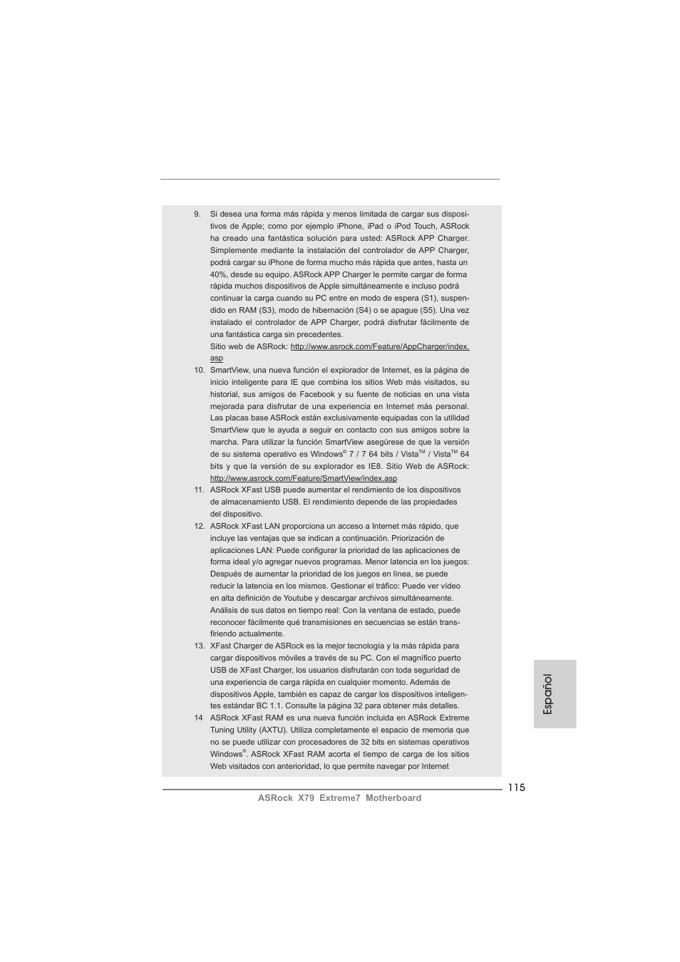 Español | ASRock X79 Extreme7 User Manual | Page 115 / 236