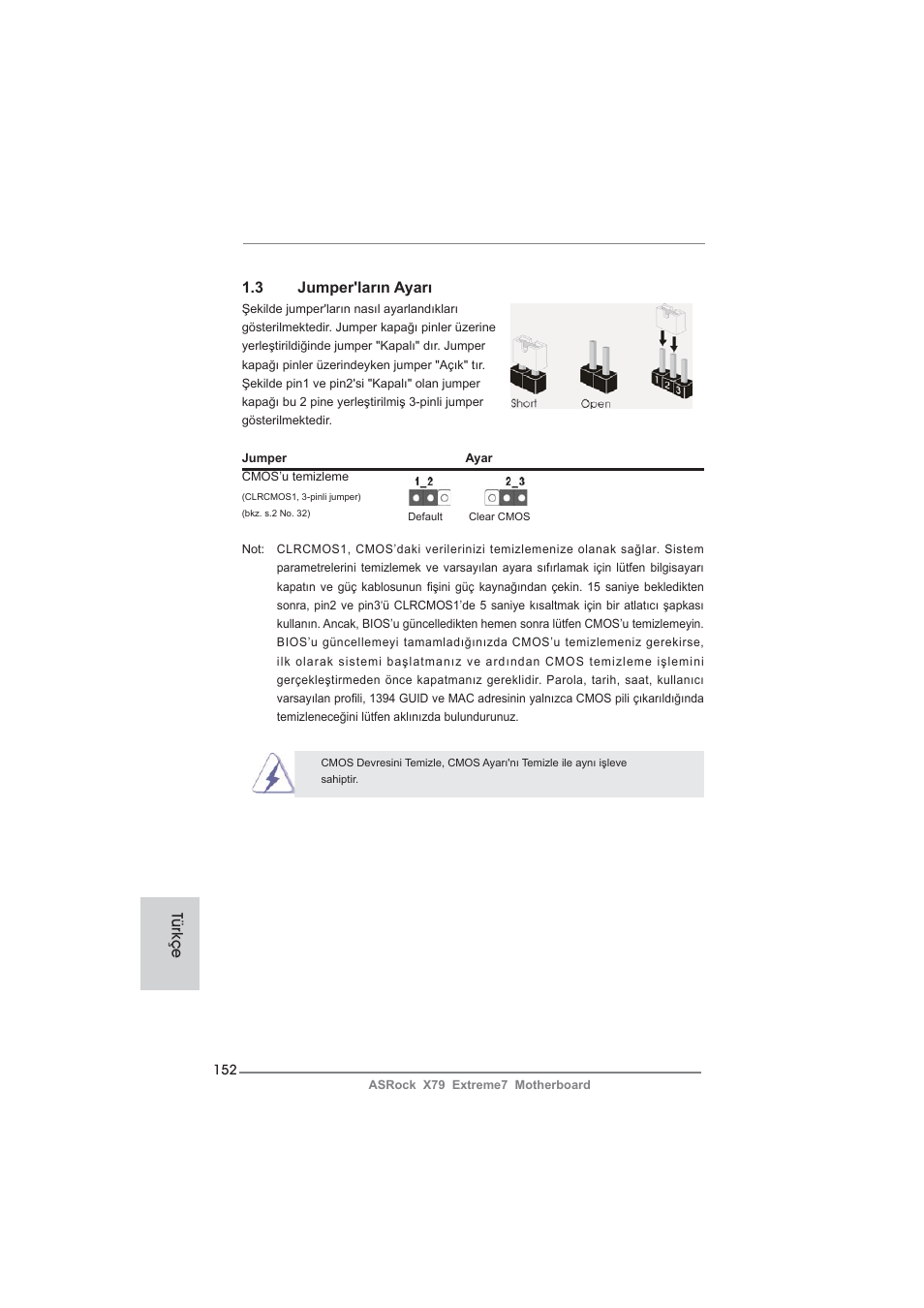 Türkçe 1.3 jumper'ların ayarı | ASRock X79 Extreme7 User Manual | Page 152 / 236