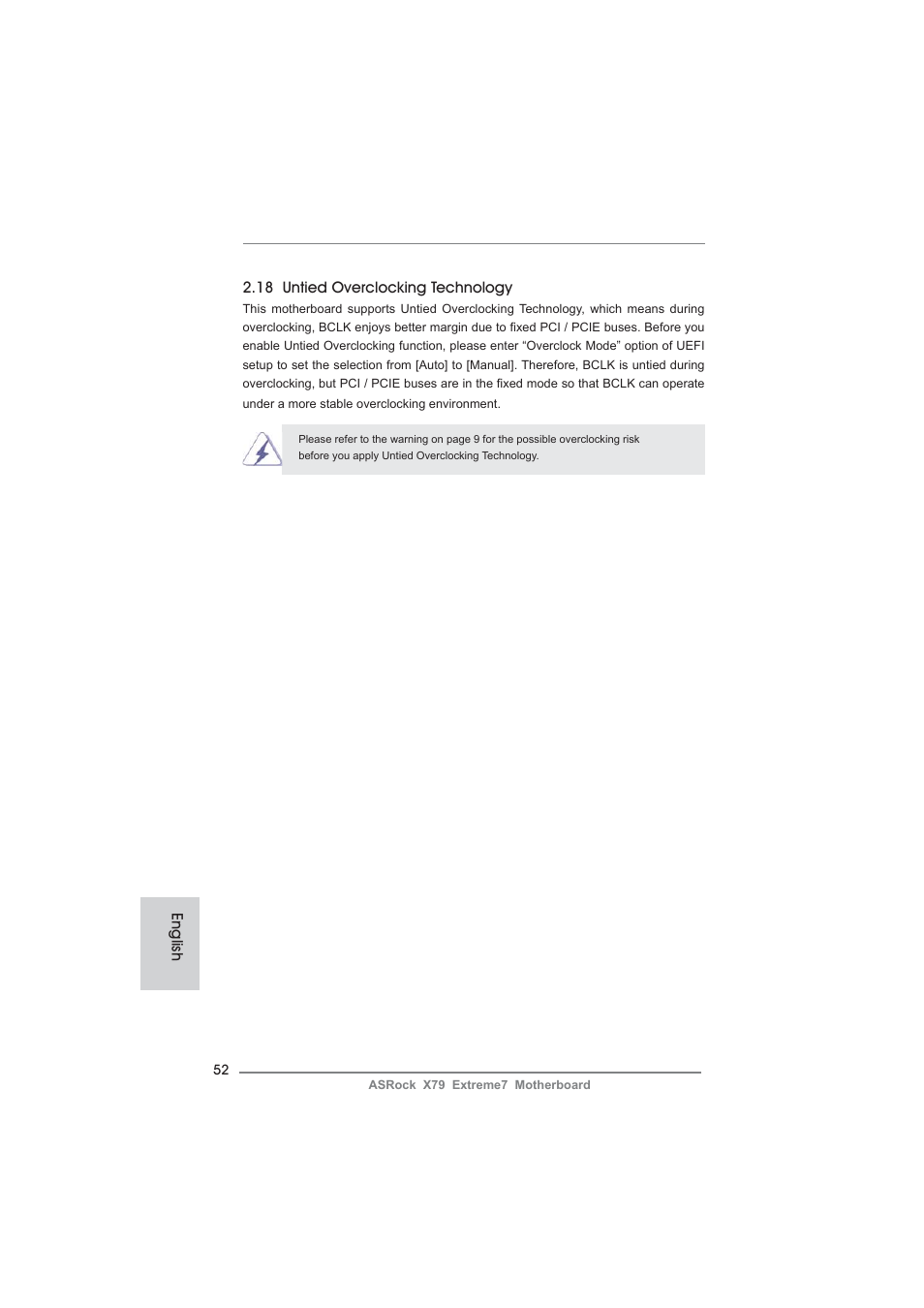 English 2.18 untied overclocking technology | ASRock X79 Extreme7 User Manual | Page 52 / 236