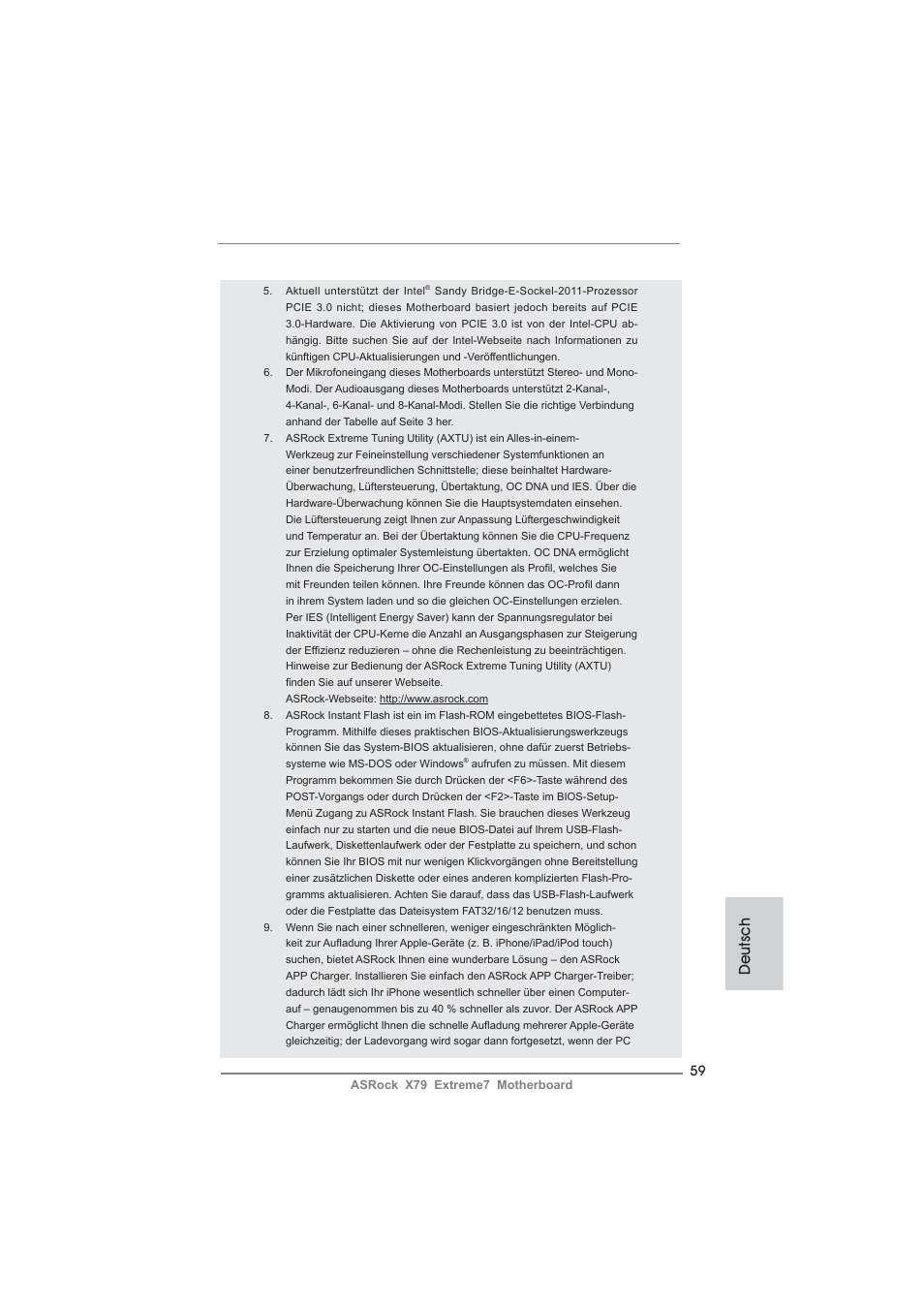 Deutsch | ASRock X79 Extreme7 User Manual | Page 59 / 236