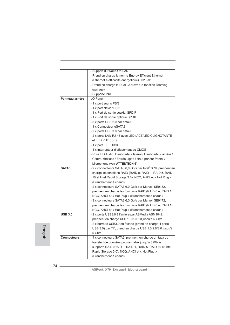 Français | ASRock X79 Extreme7 User Manual | Page 74 / 236