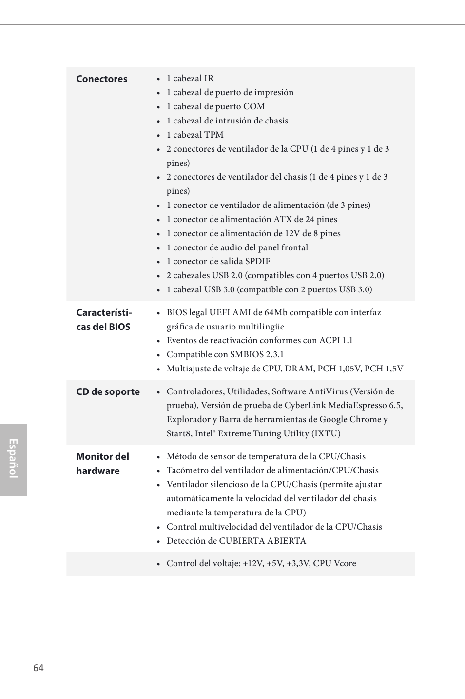 Español | ASRock H87M User Manual | Page 66 / 163