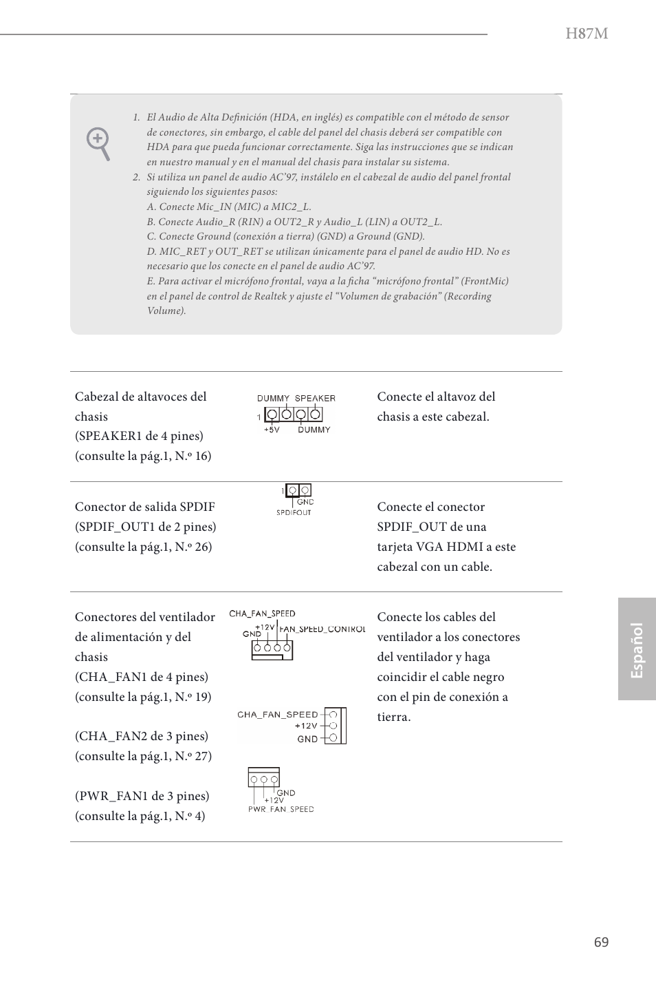 H 8 7m, Español | ASRock H87M User Manual | Page 71 / 163