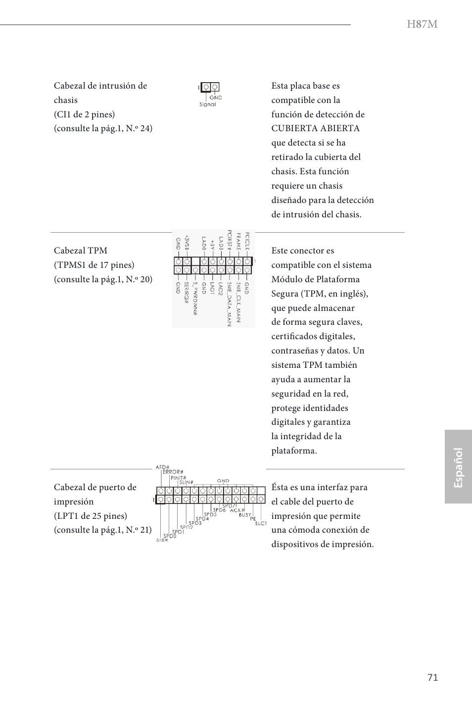 H 8 7m, Español | ASRock H87M User Manual | Page 73 / 163