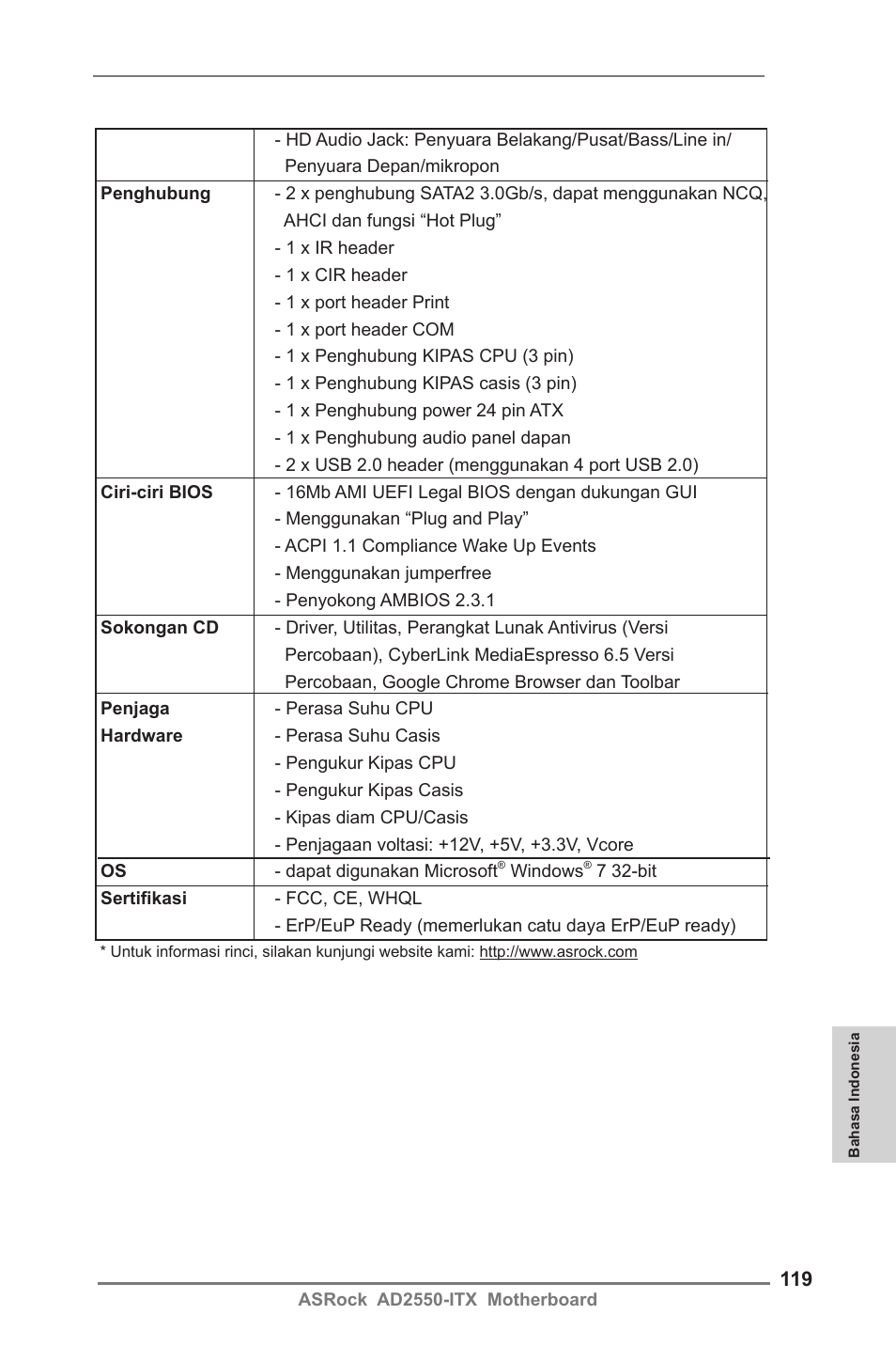 ASRock AD2550-ITX User Manual | Page 119 / 119