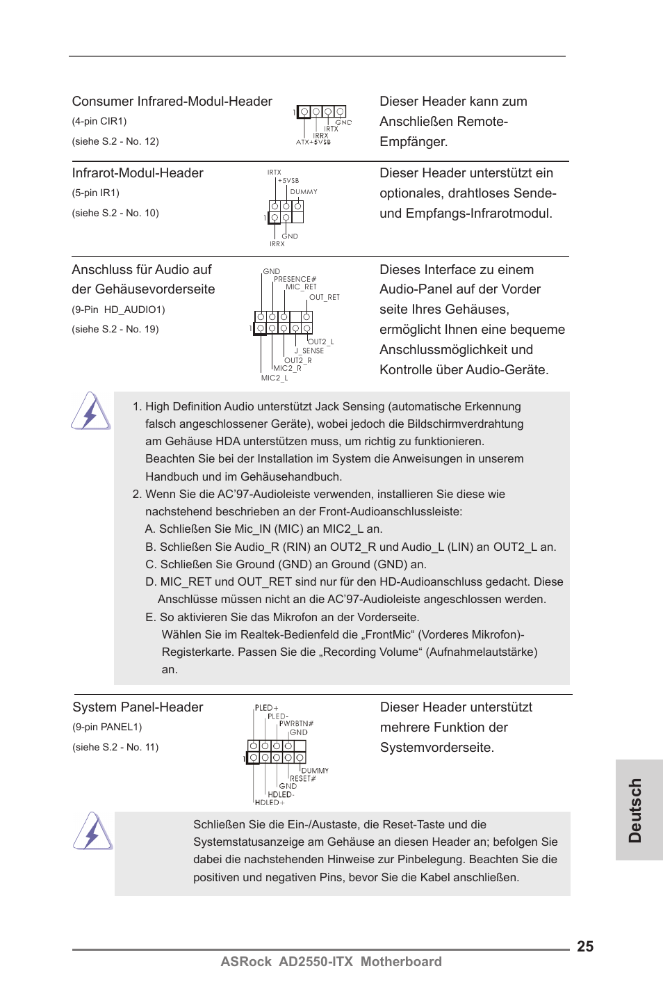 Deutsch | ASRock AD2550-ITX User Manual | Page 25 / 119