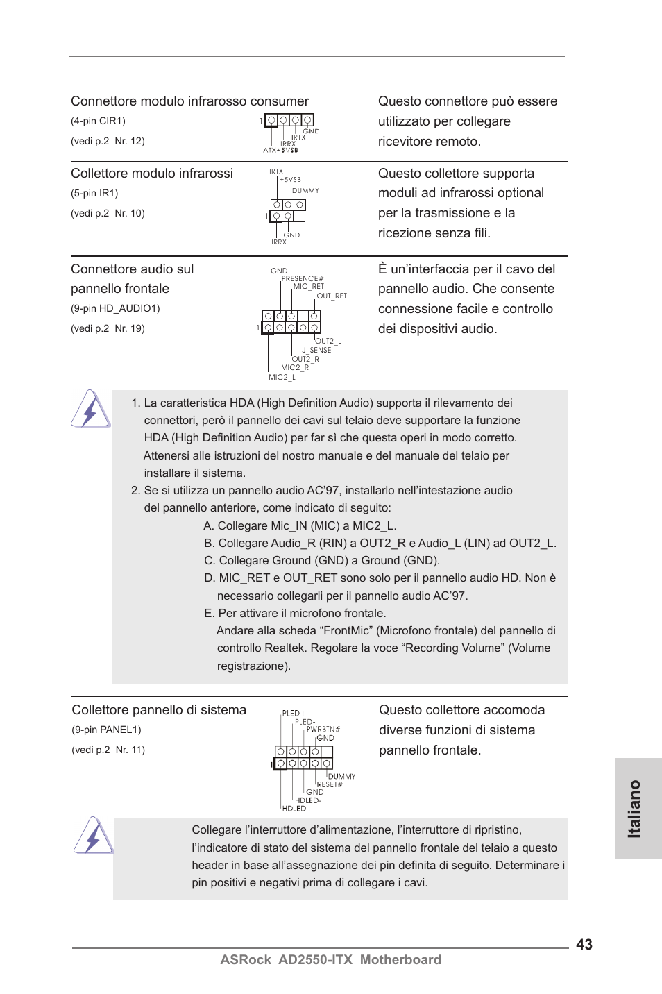 Italiano | ASRock AD2550-ITX User Manual | Page 43 / 119