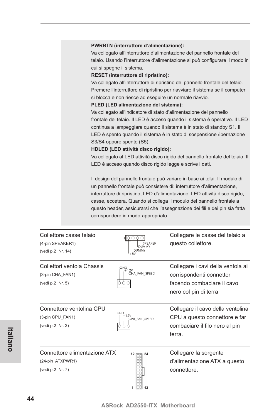 Italiano | ASRock AD2550-ITX User Manual | Page 44 / 119