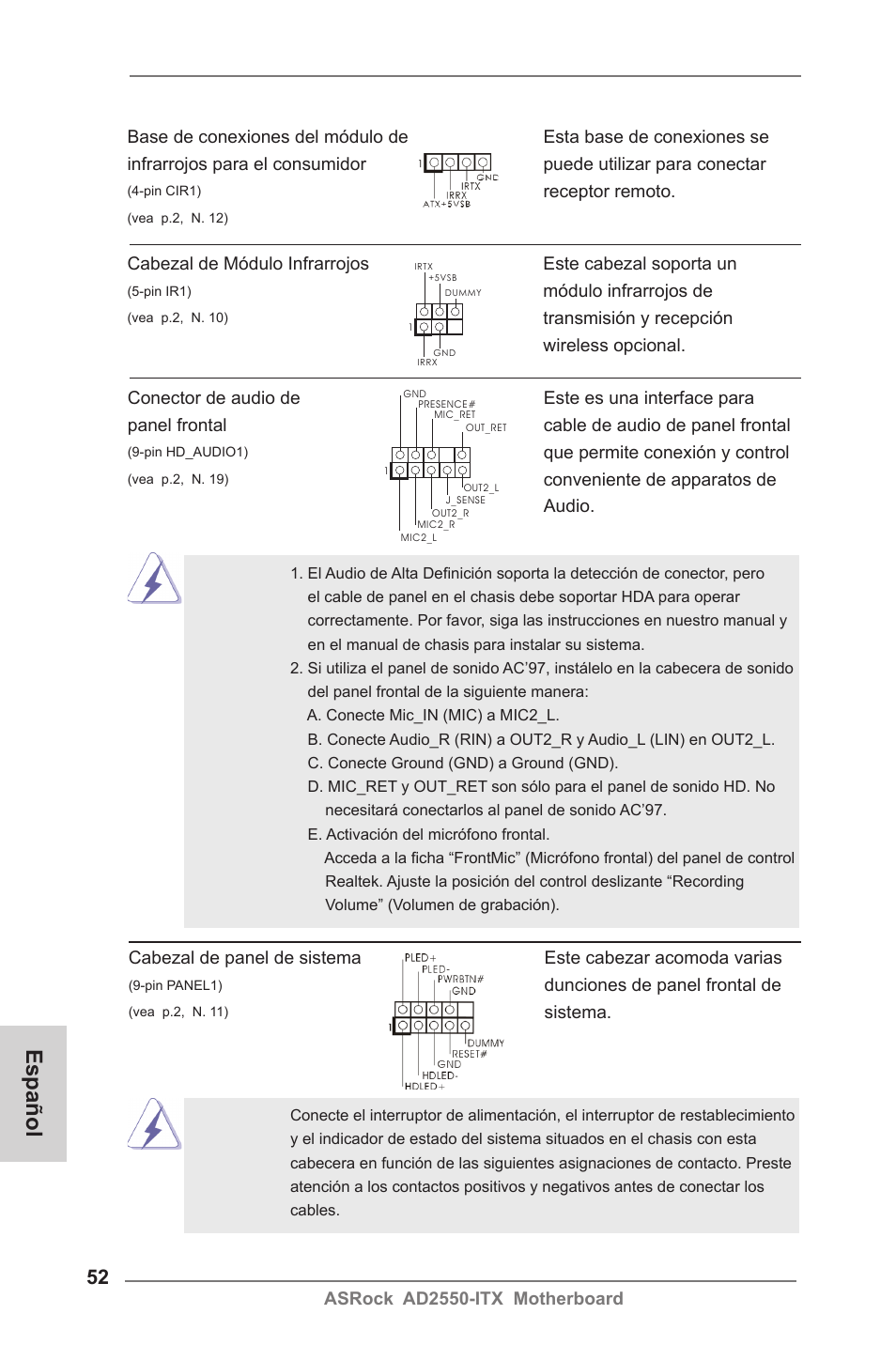 Español | ASRock AD2550-ITX User Manual | Page 52 / 119