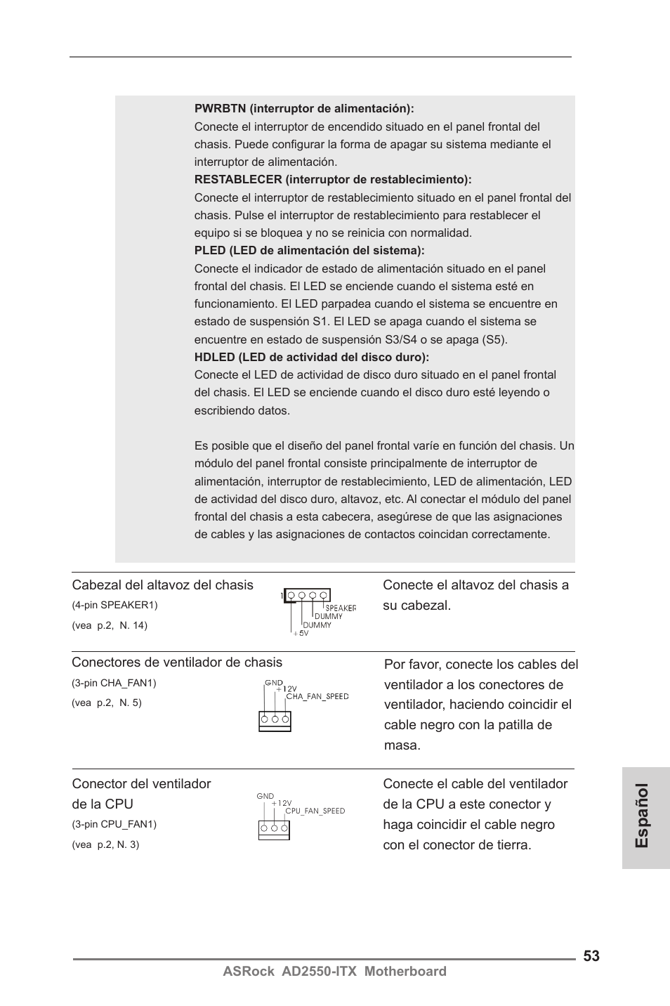 Español | ASRock AD2550-ITX User Manual | Page 53 / 119